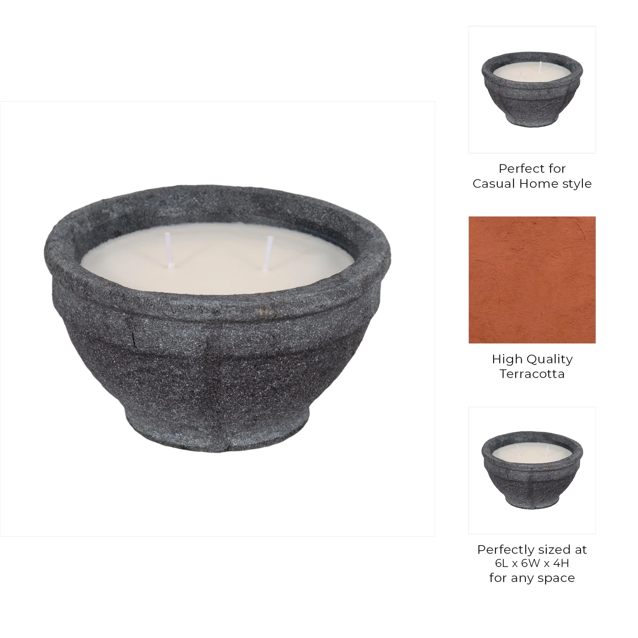 6" 14 Oz Wood Sage & Sea Salt Bowl Candle, Black - Image 9