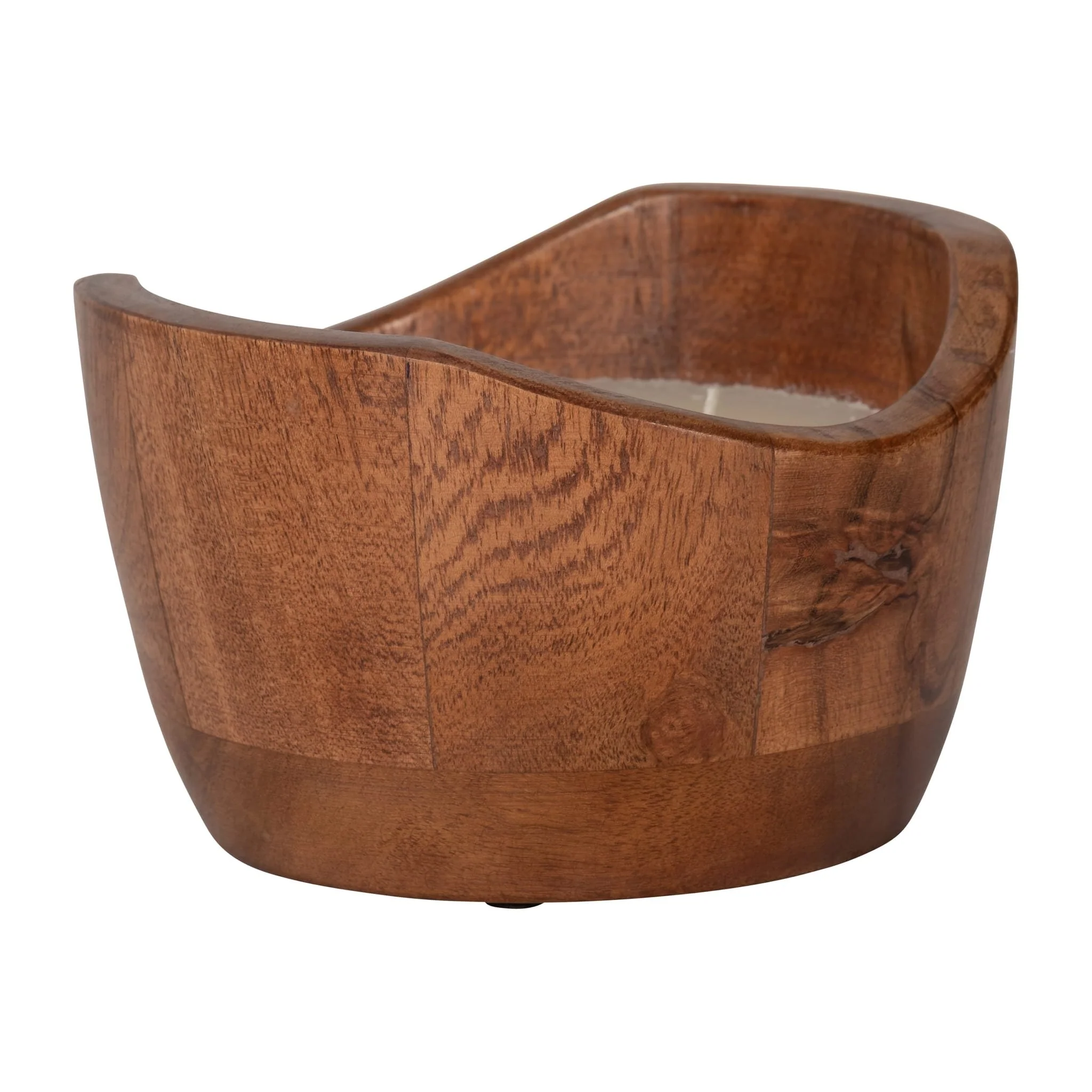 6" 17 Oz Vanilla Curvy Wood Bowl Candle, Natural - Image 2