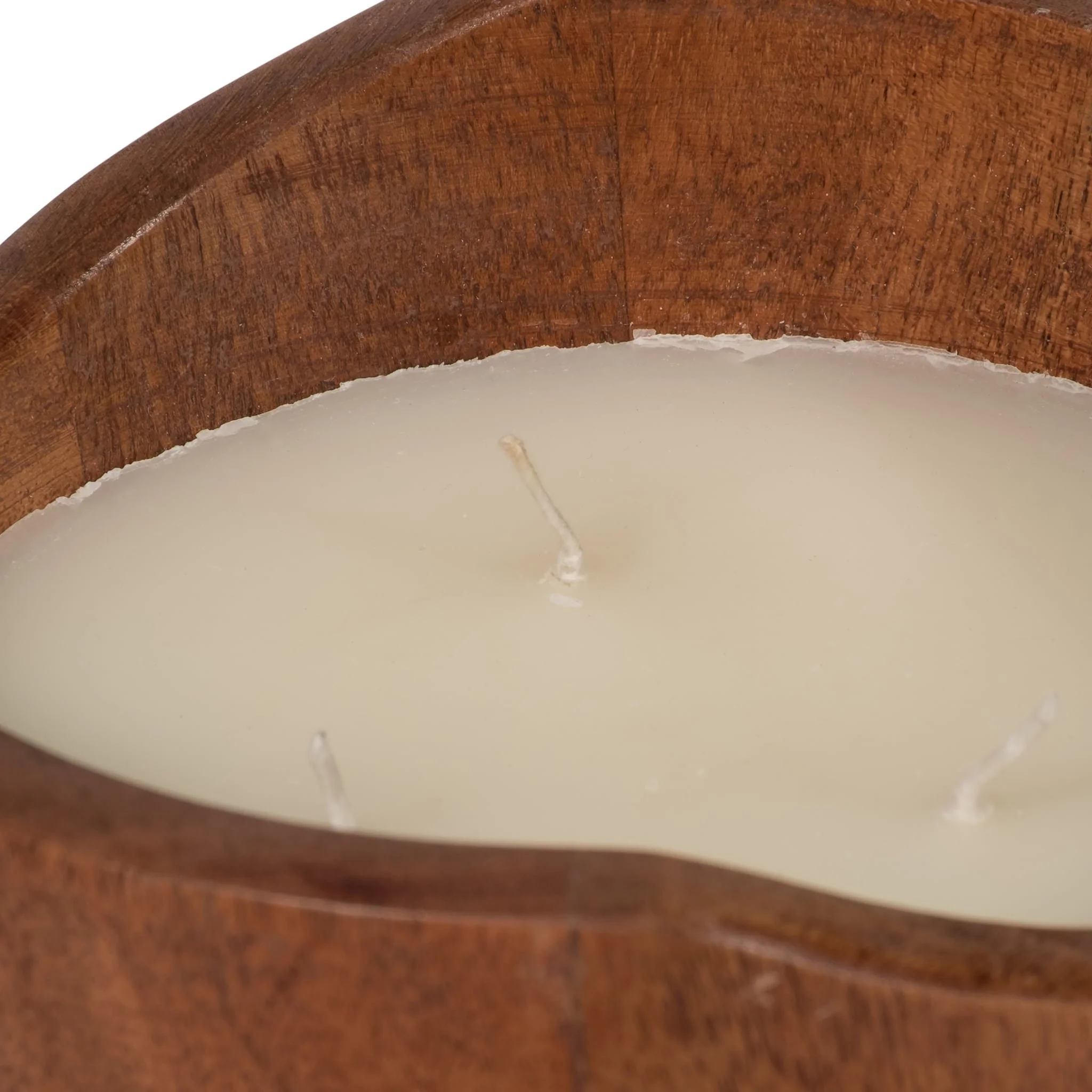 6" 17 Oz Vanilla Curvy Wood Bowl Candle, Natural - Image 5