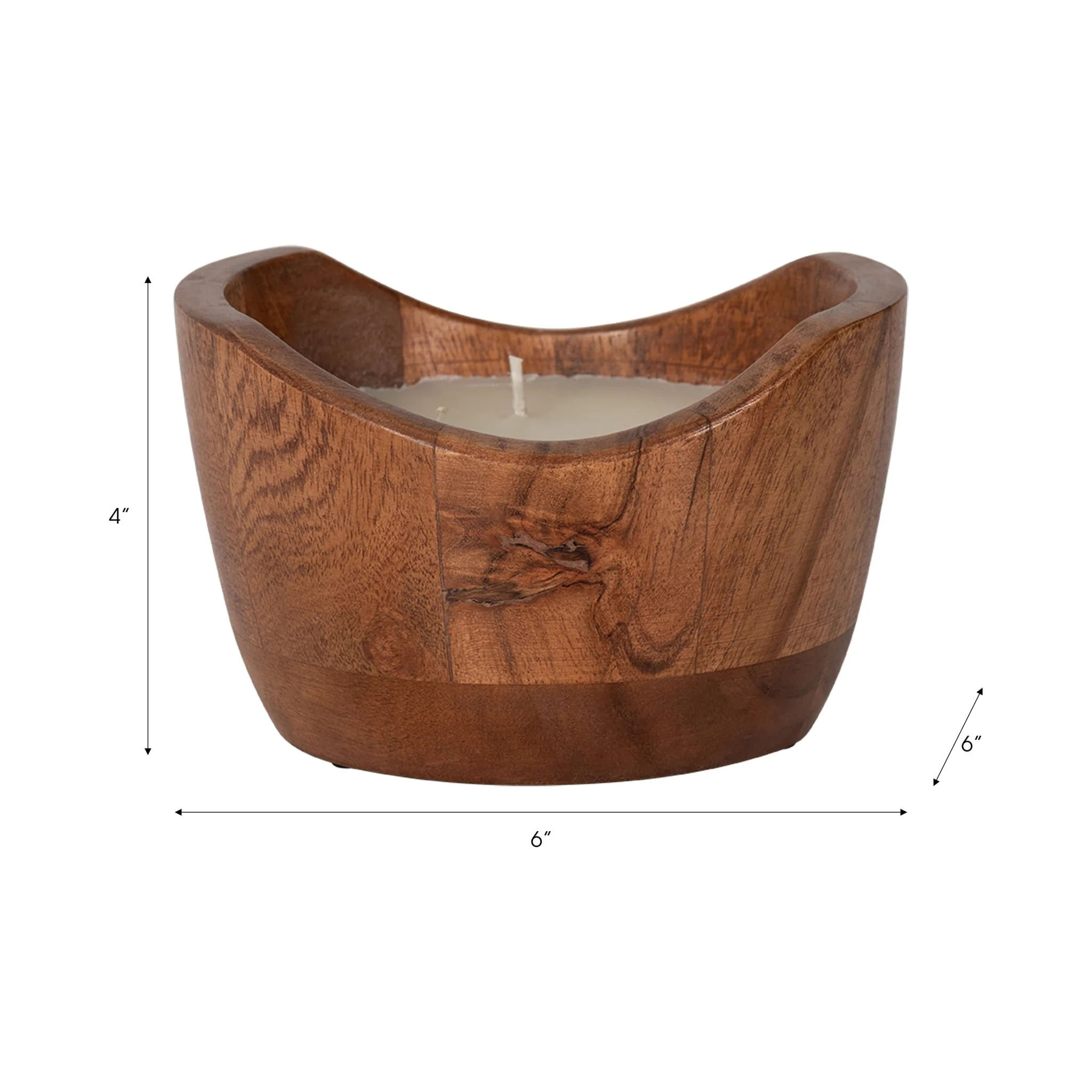 6" 17 Oz Vanilla Curvy Wood Bowl Candle, Natural - Image 8