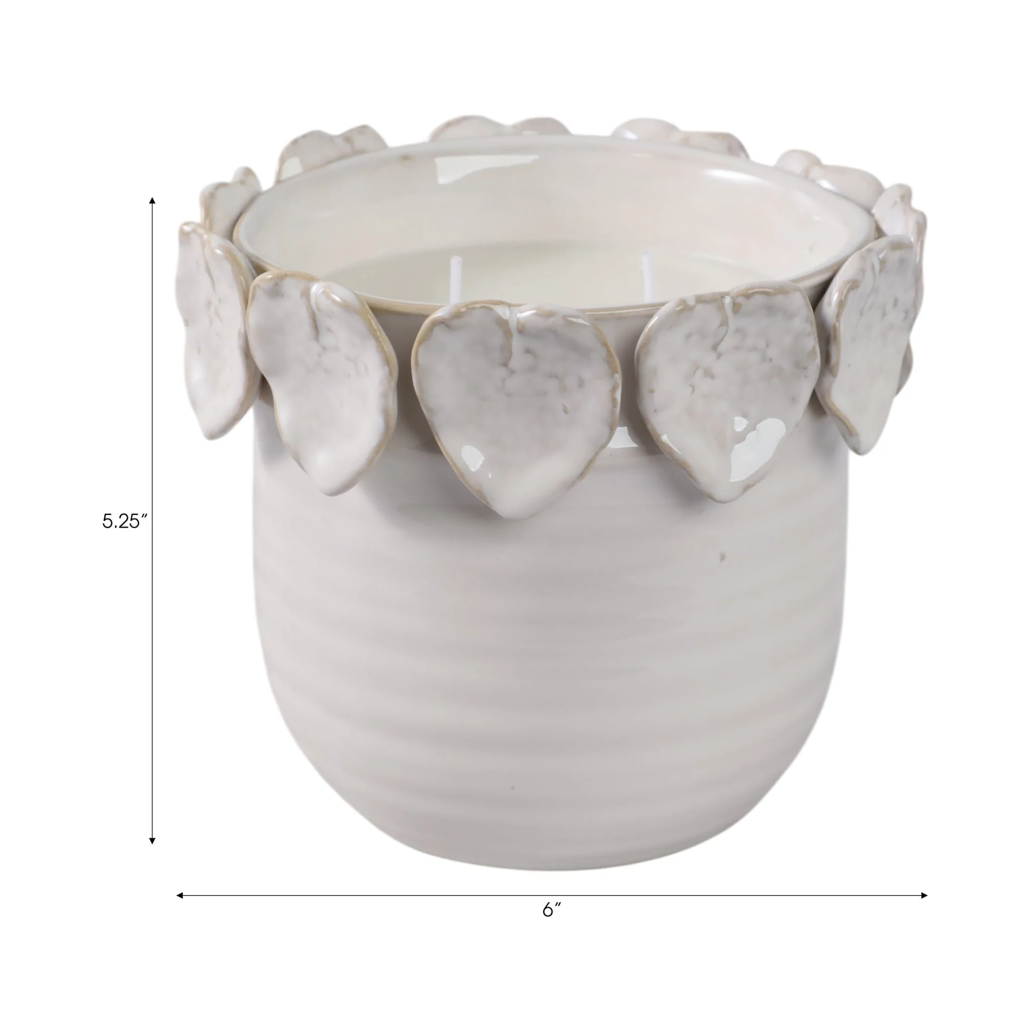 6" 17 Oz Wood Sage& Sea Salt Applique Candle,ivory - Image 8