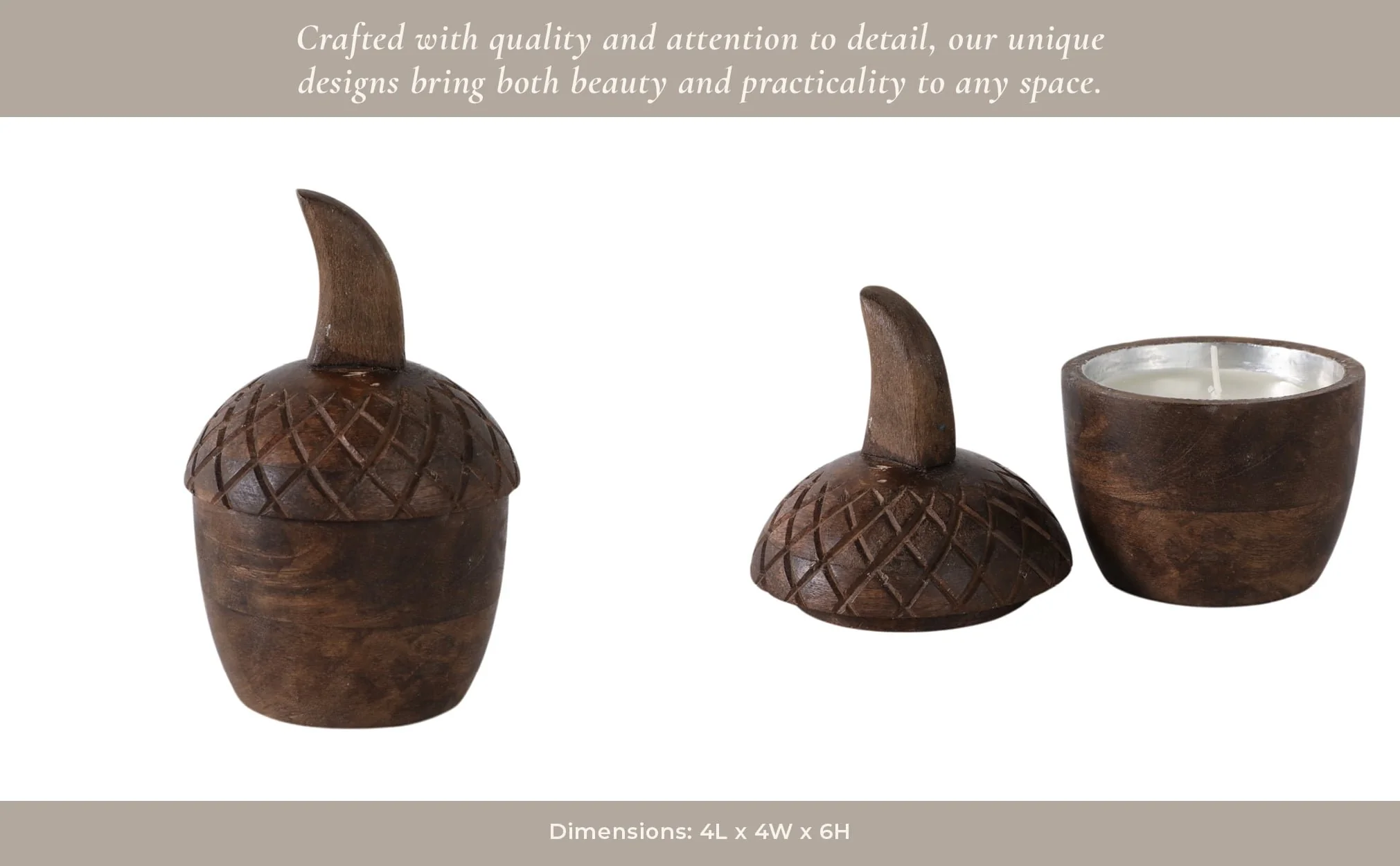 6" 3.5 Oz Cinnamon Acorn Candle, Brown - Image 11