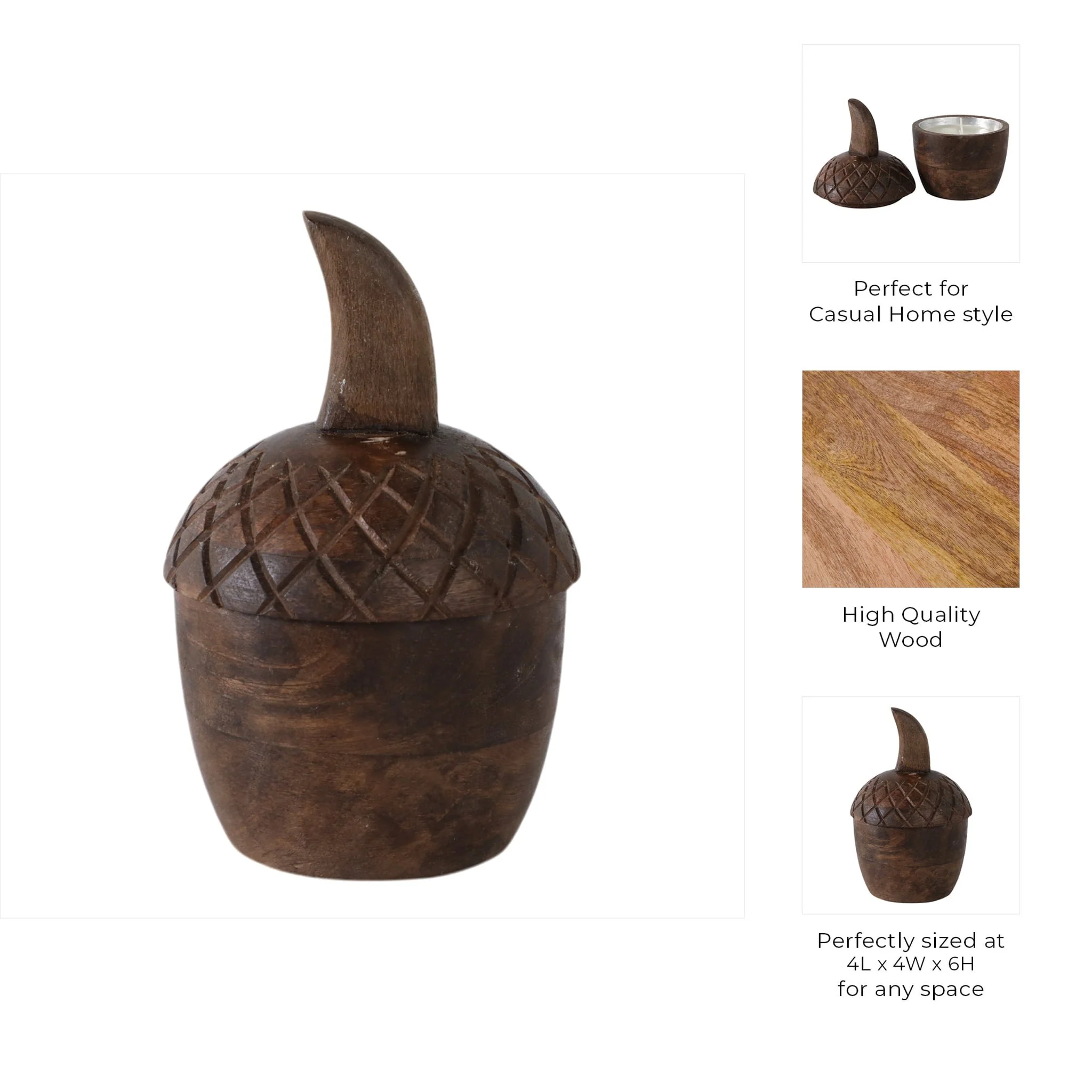 6" 3.5 Oz Cinnamon Acorn Candle, Brown - Image 9