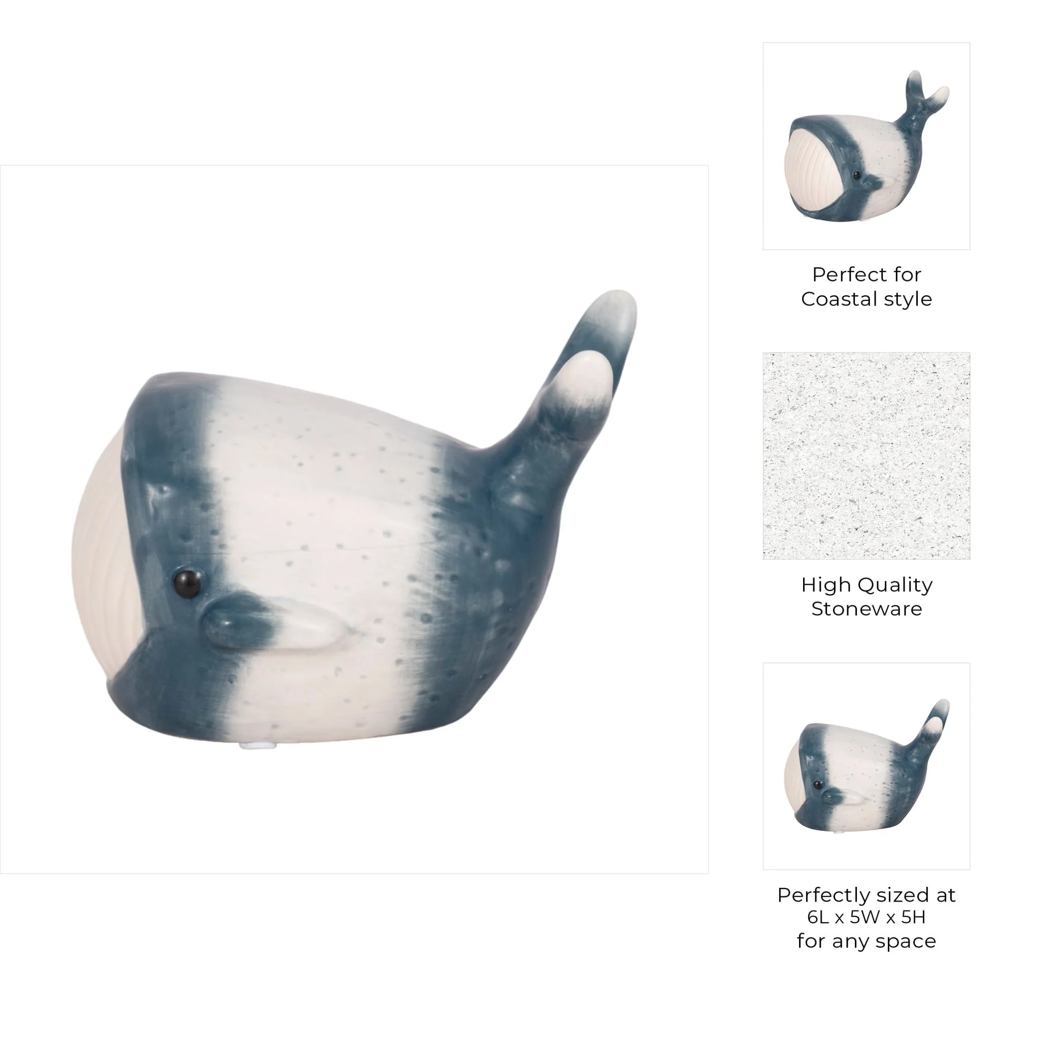 6" Blue Whale Decor, Blue/white - Image 10