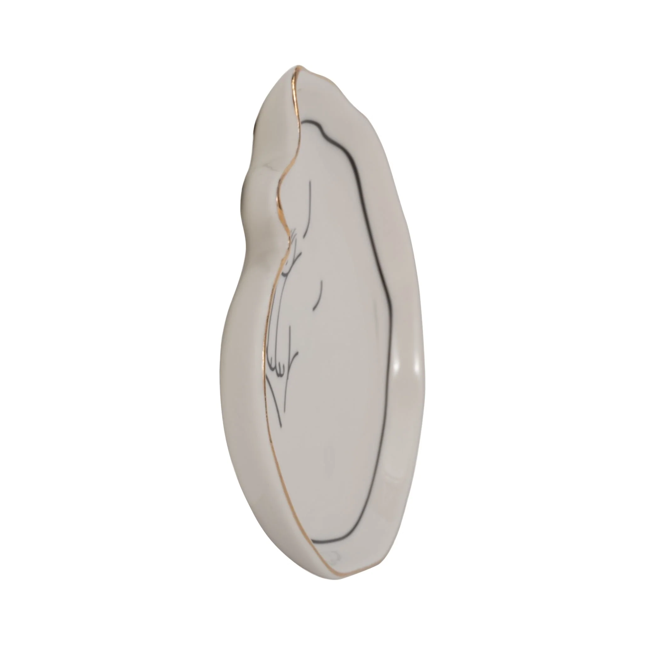6" Cat Nap Trinket Tray W/ Gold Detail, White/blac - Image 4