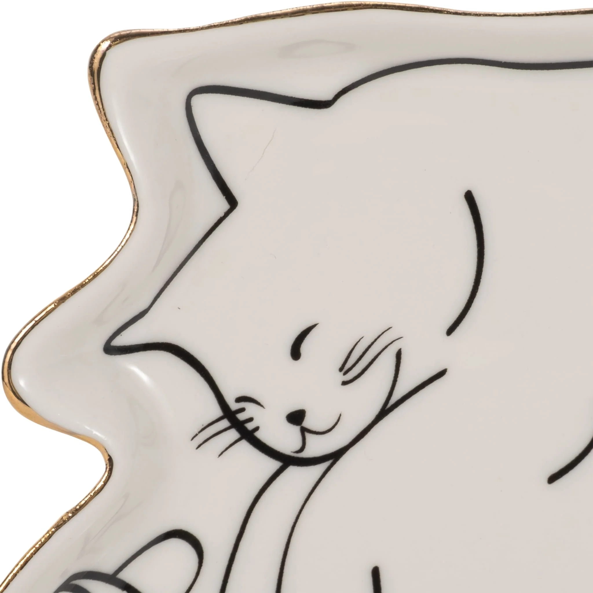 6" Cat Nap Trinket Tray W/ Gold Detail, White/blac - Image 5