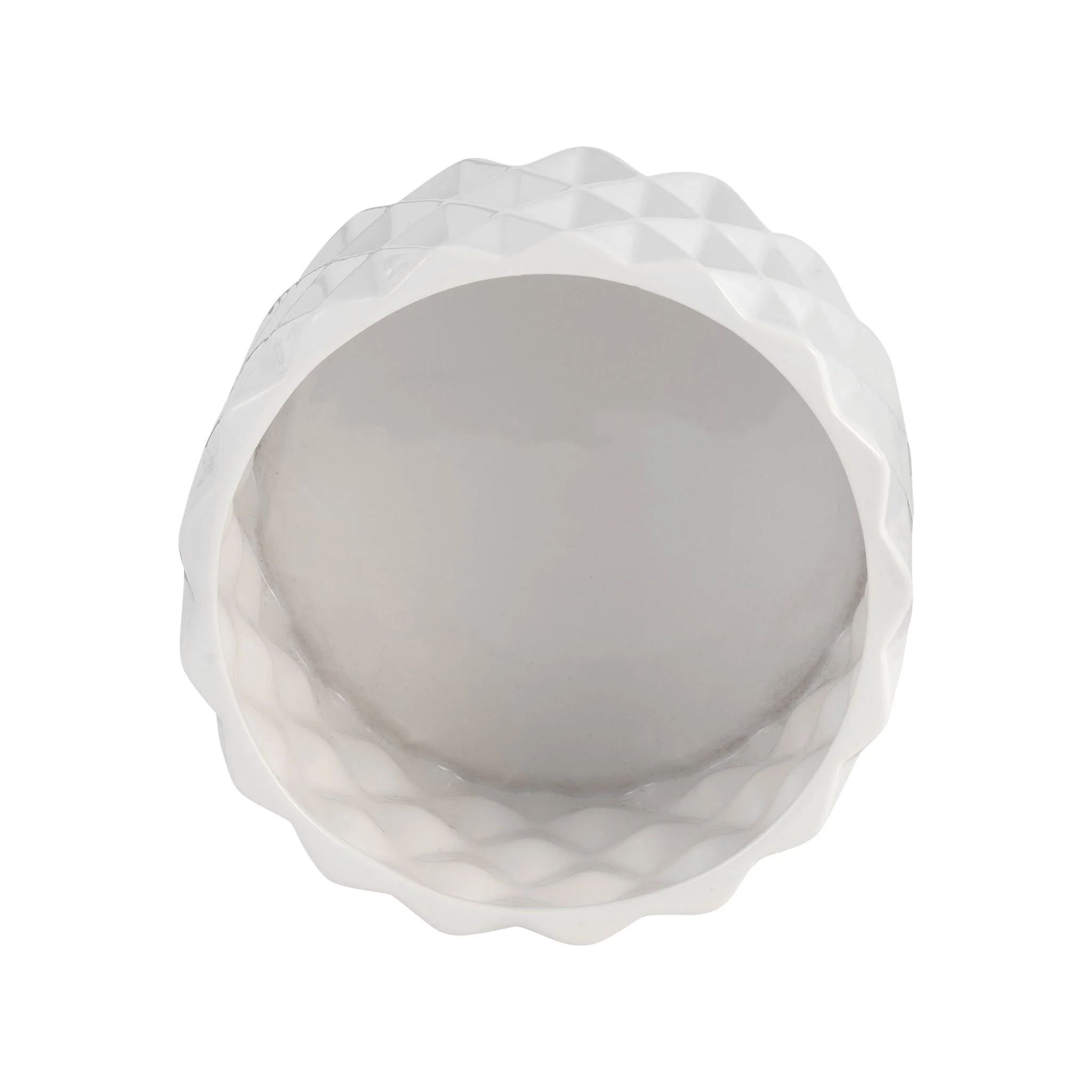 6" Ceramic Diamond Planter W/ Wood Stand, White - Image 5