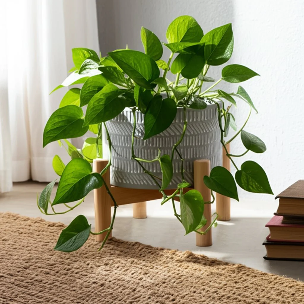 6" Ceramic Tribal Planter W/ Wood Stand, Beige - Image 12