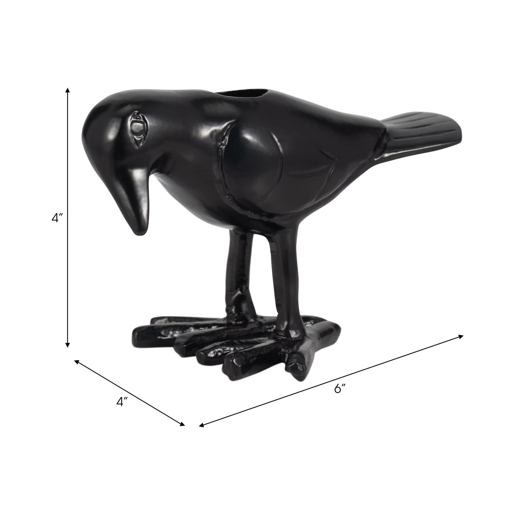 6" Crow Taper Candle Holder, Black - Image 9