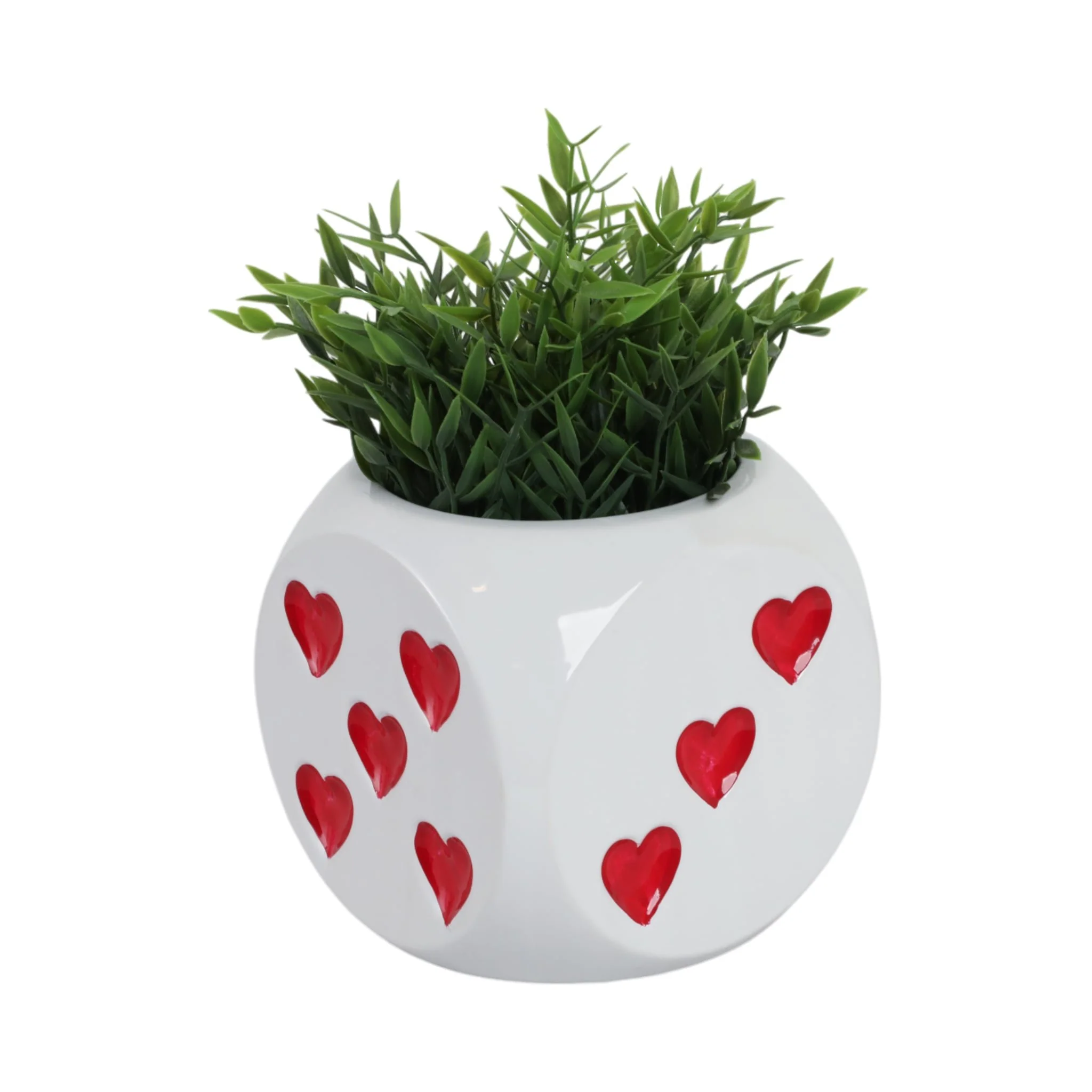 6" Dice Planter, White/red - Image 2