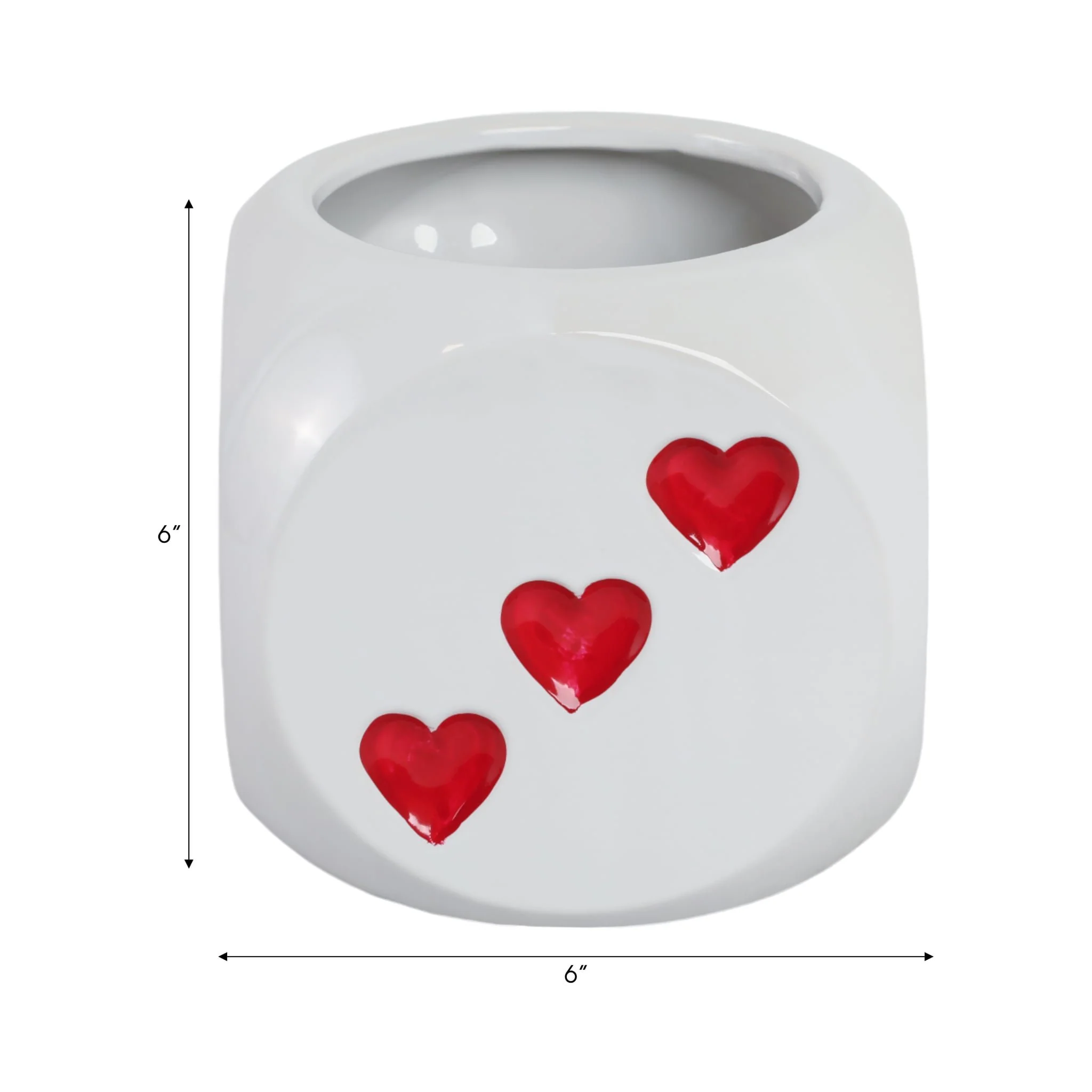 6" Dice Planter, White/red - Image 8