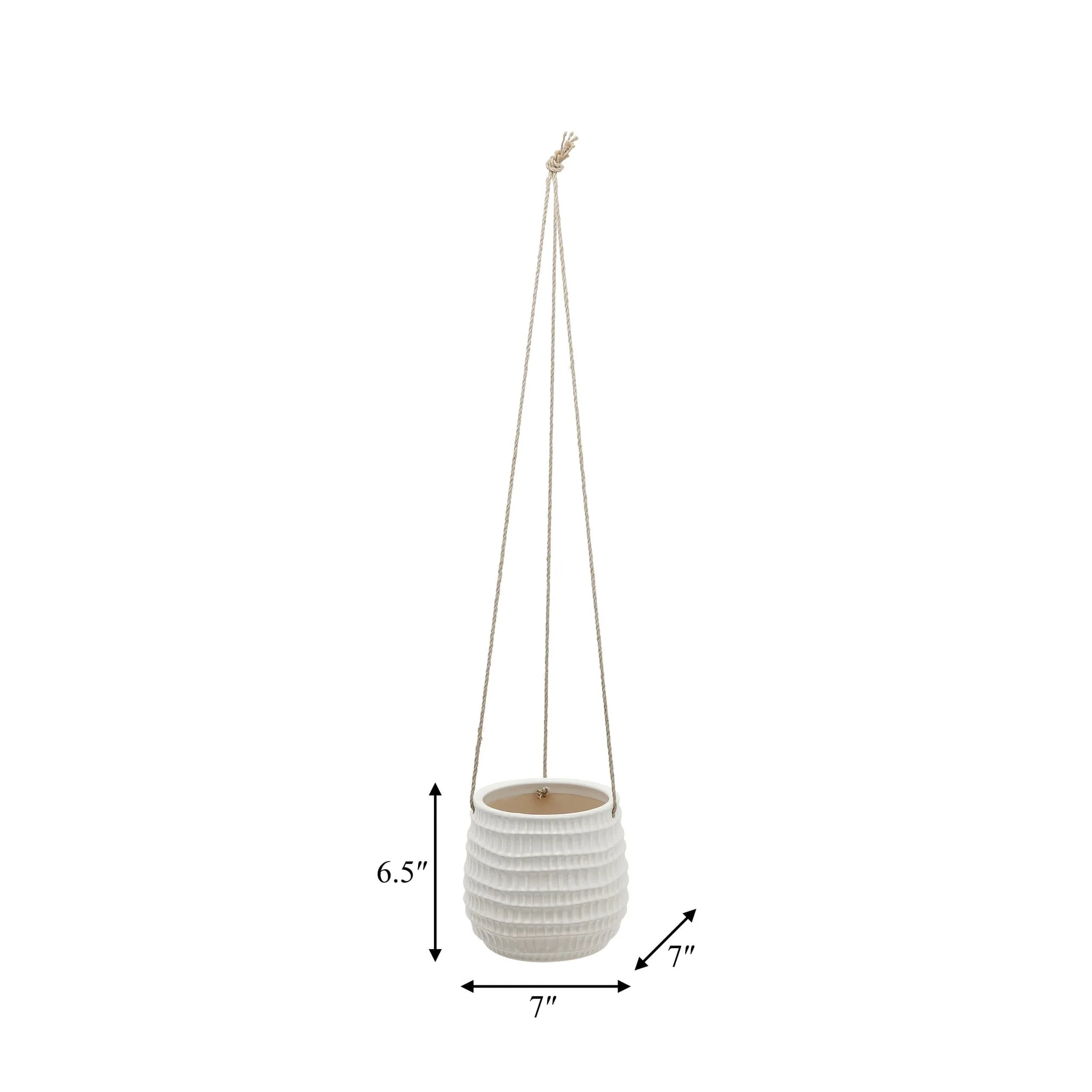 6" Dimpled Hanging Planter, White - Image 8
