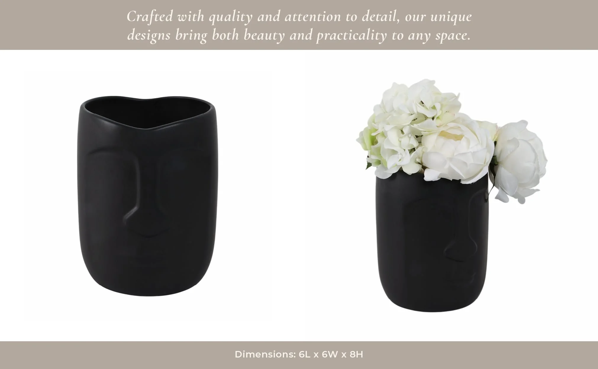 6" Face Vase, Black - Image 14