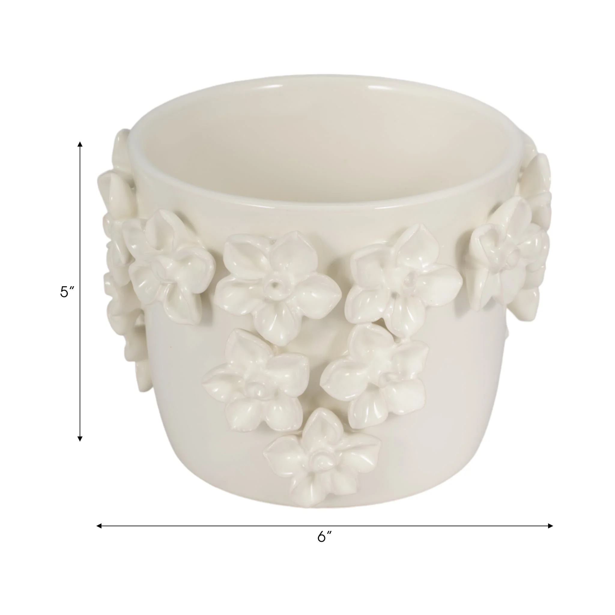 6" Floral Applique Planter, Ivory - Image 8