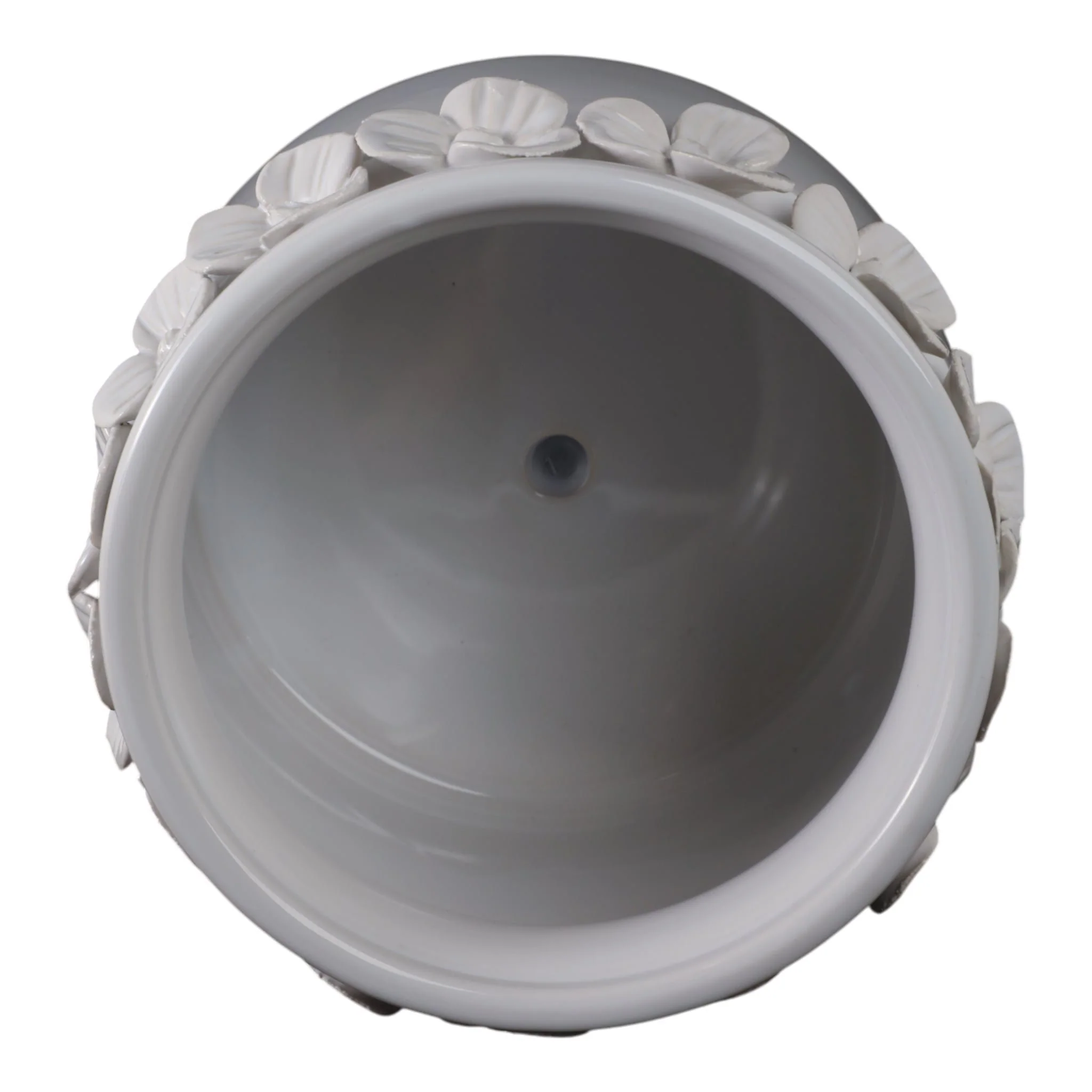 6"  Floral Applique Planter,  White - Image 5