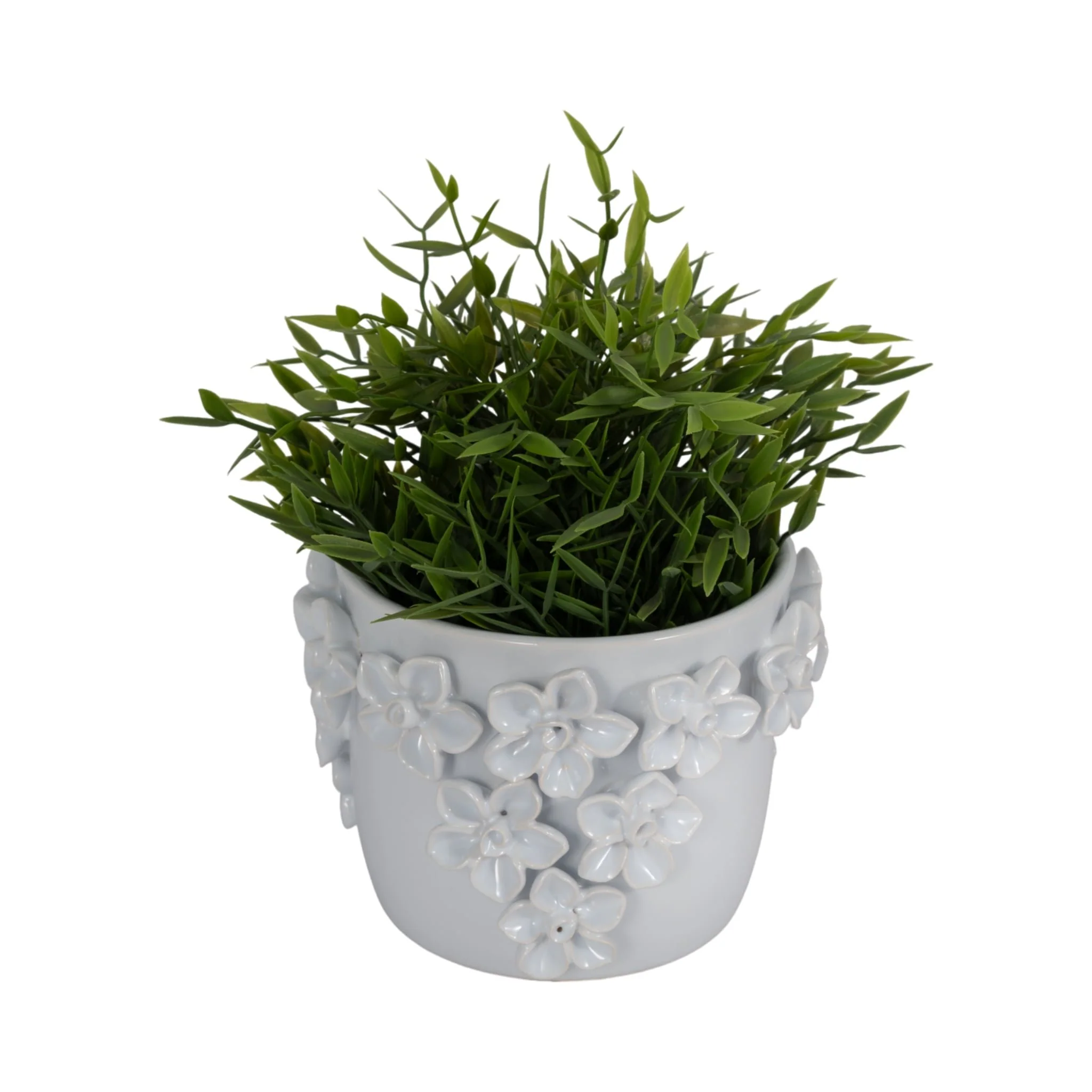 6" Floral Applique Planter, White - Image 2