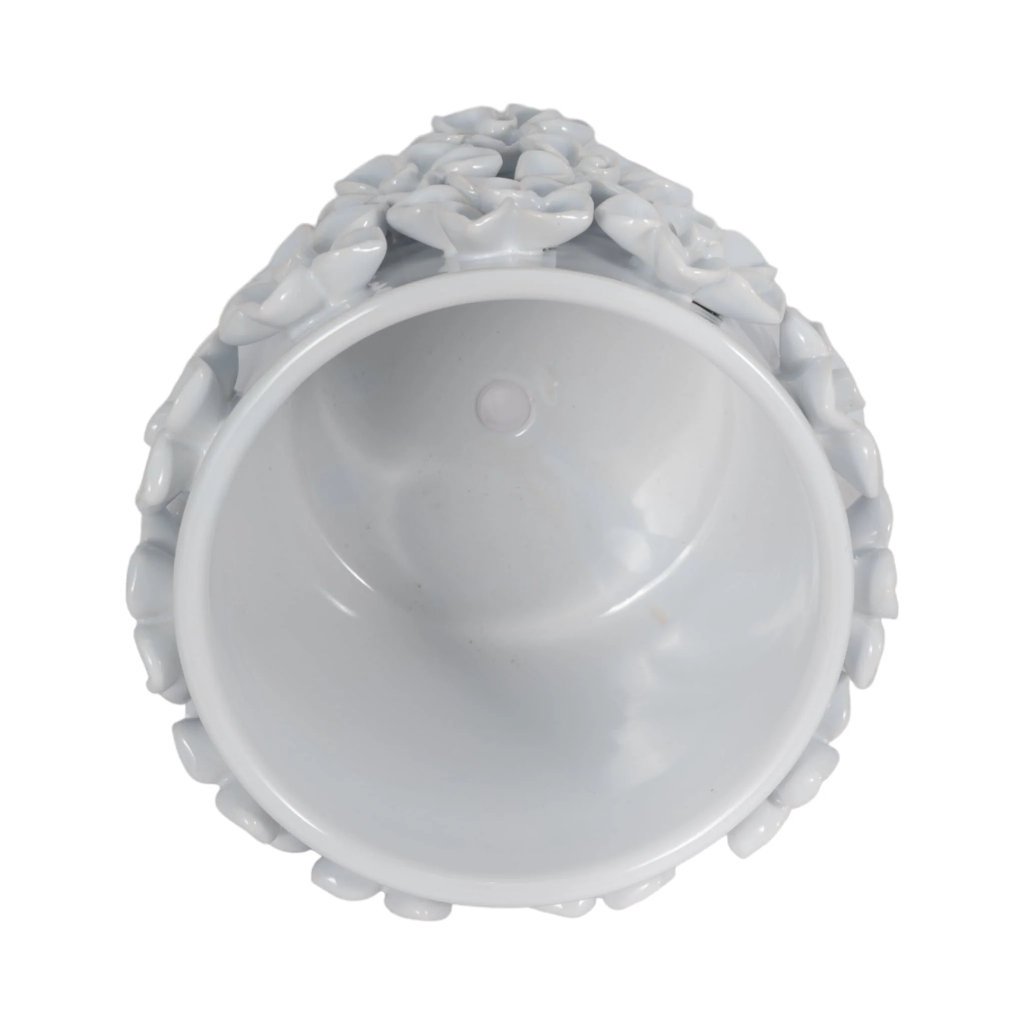 6" Floral Applique Planter, White - Image 4