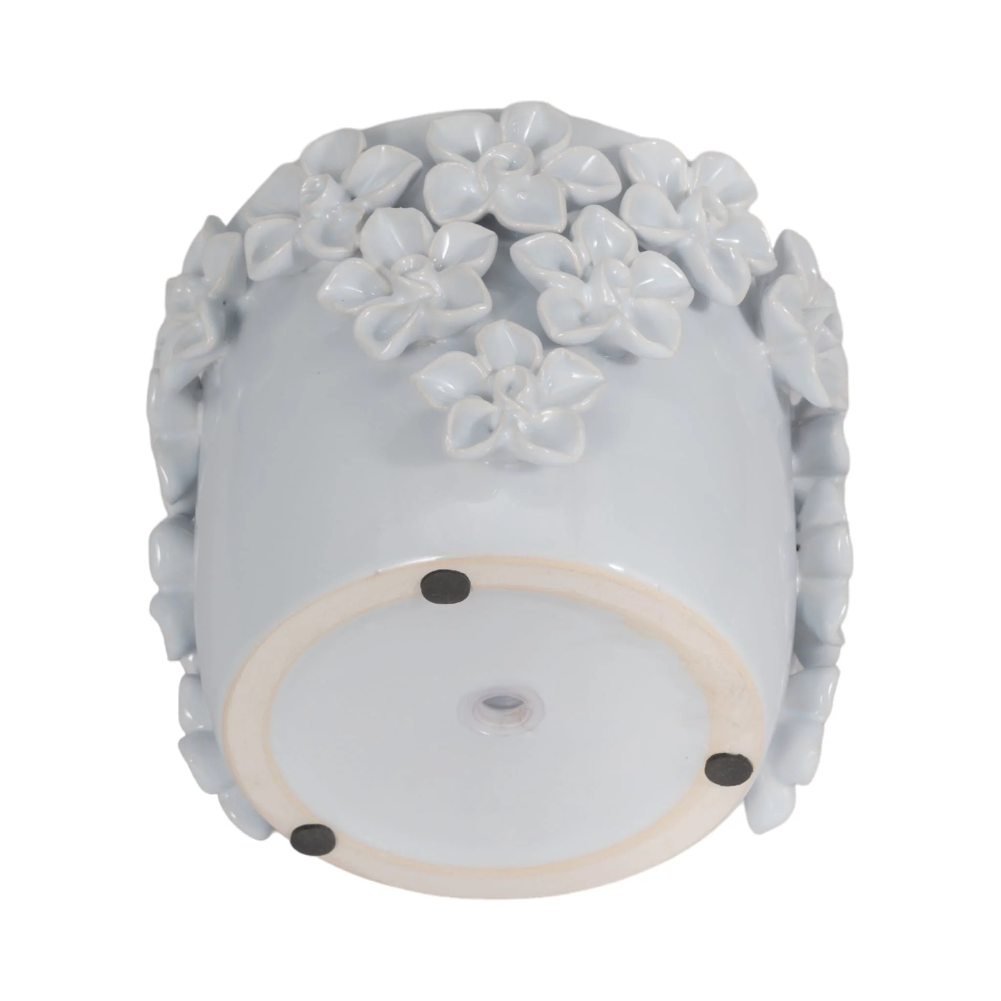 6" Floral Applique Planter, White - Image 5