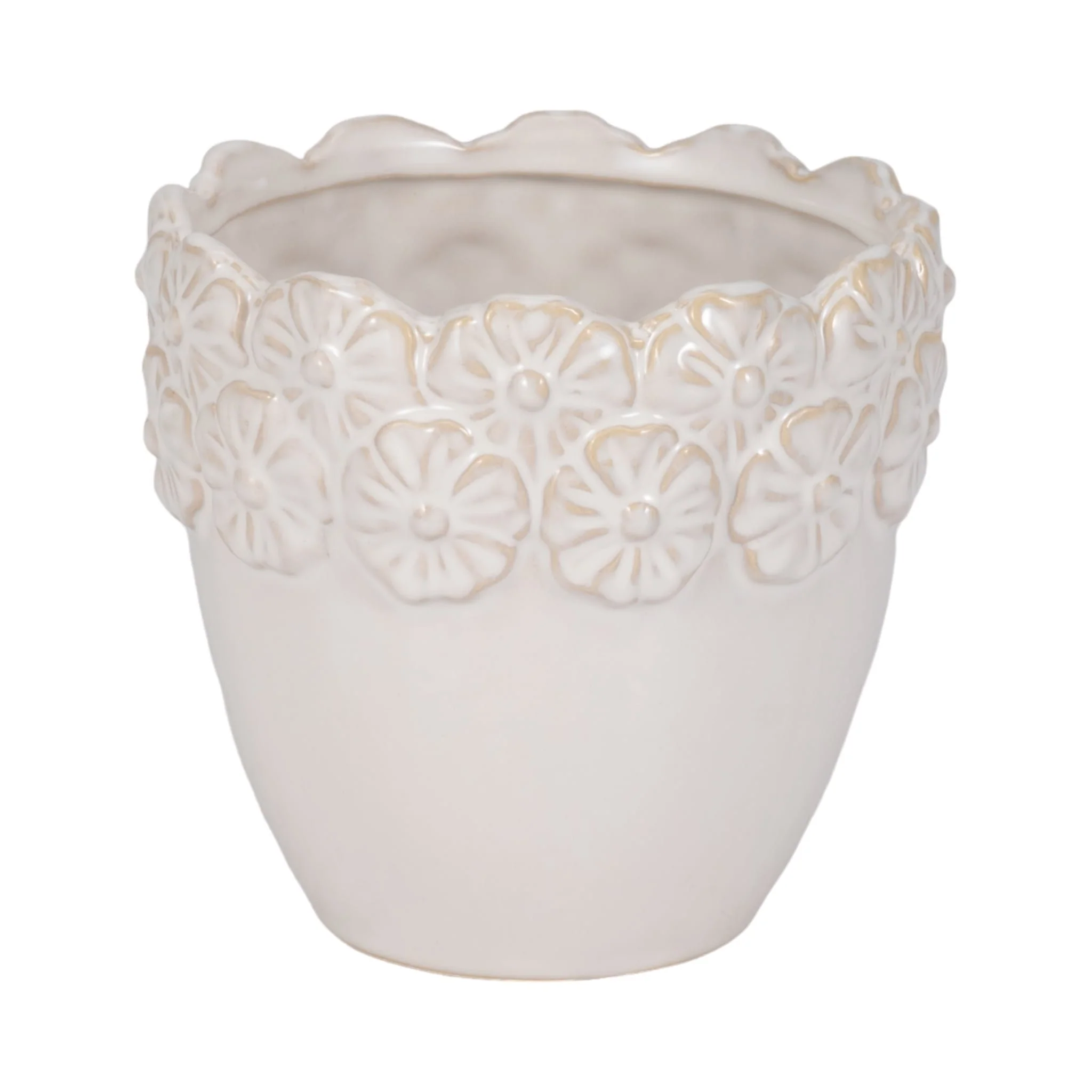 6" Floral Crown Planter, Ivory - Image 2