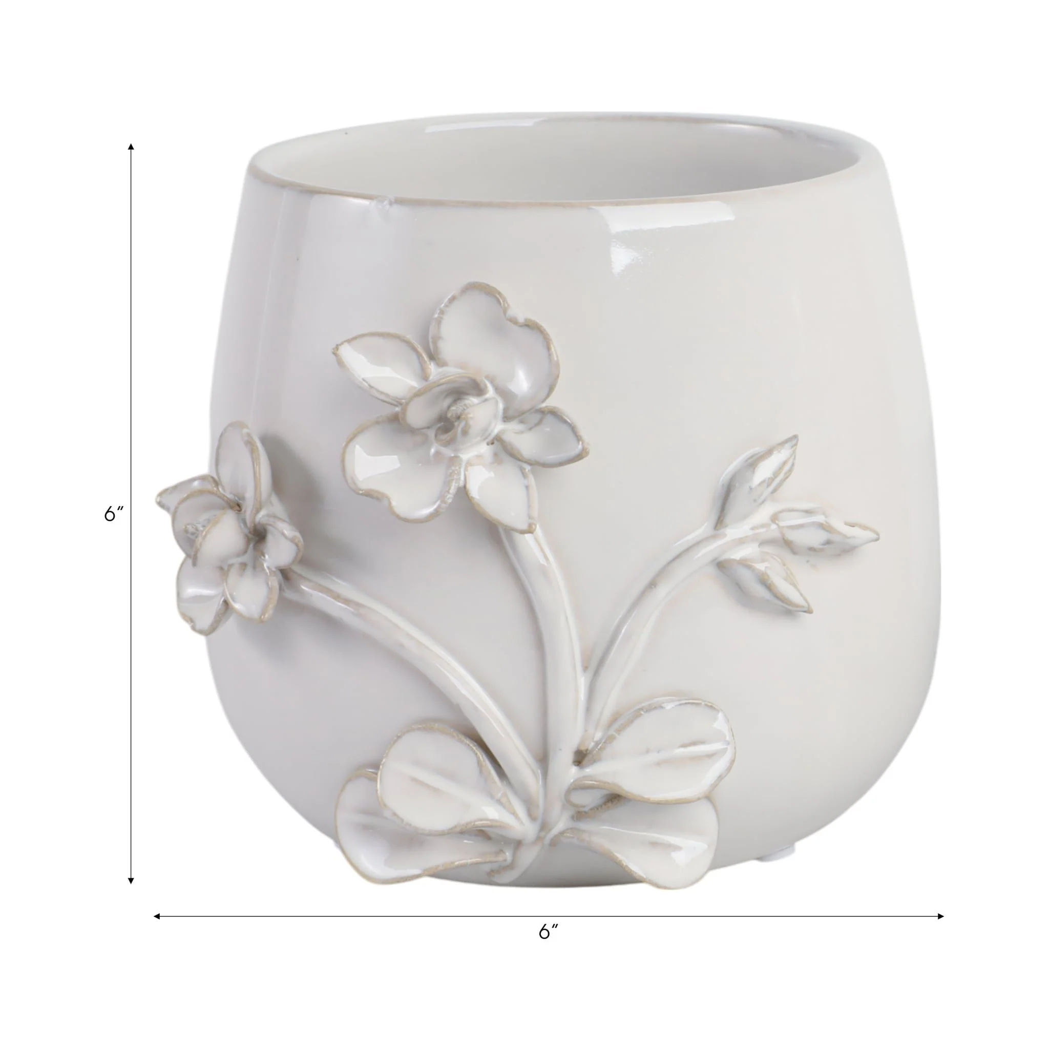 6" Flower Applique Planter, Ivory - Image 5