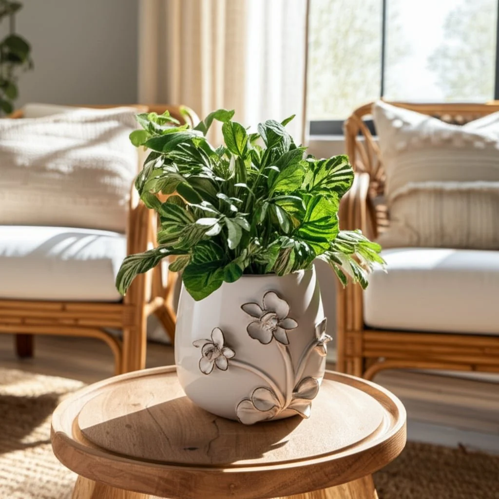 6" Flower Applique Planter, Ivory - Image 8