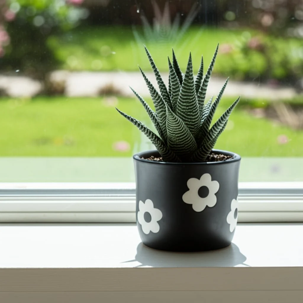 6" Flower Power Planter, Black/white - Image 13