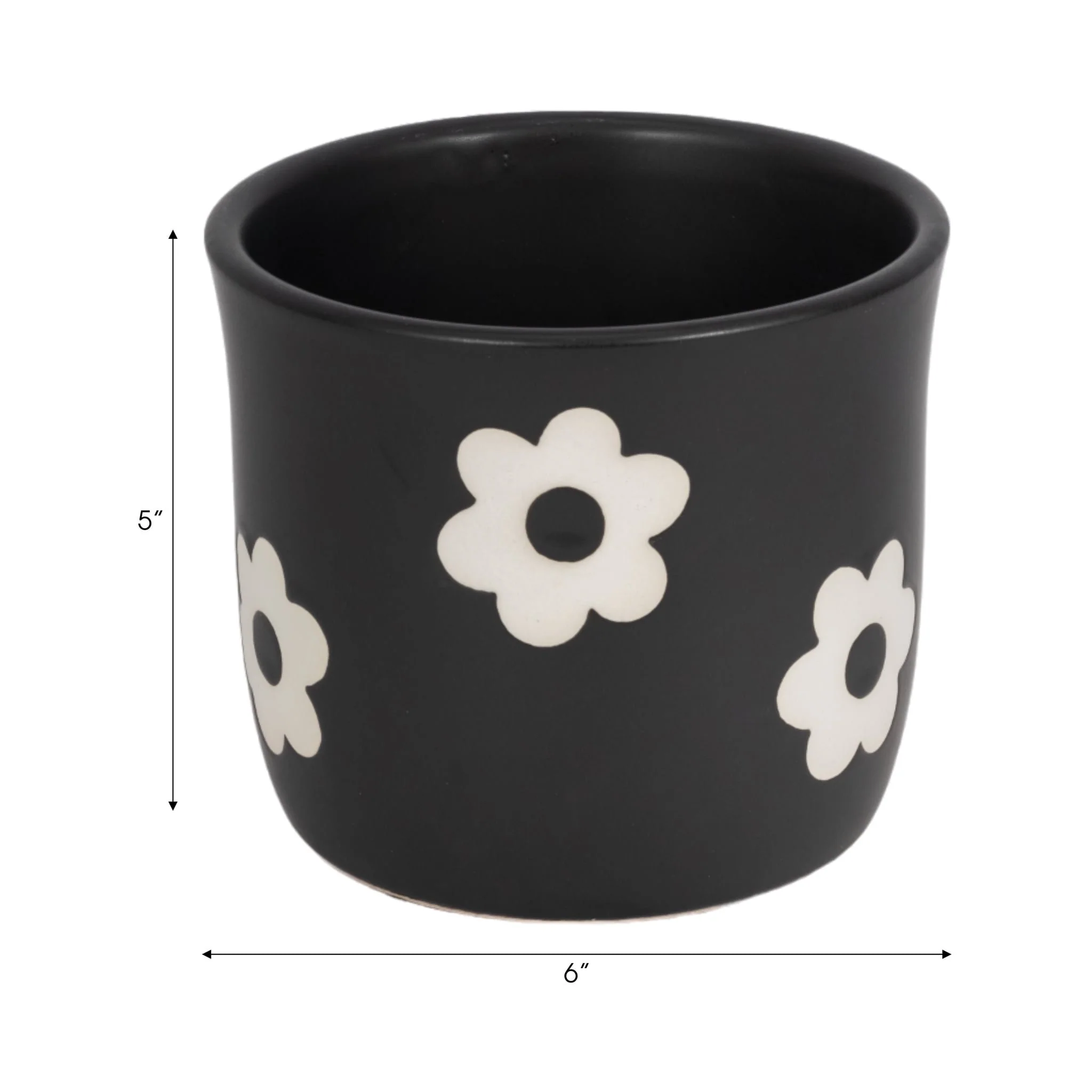 6" Flower Power Planter, Black/white - Image 7