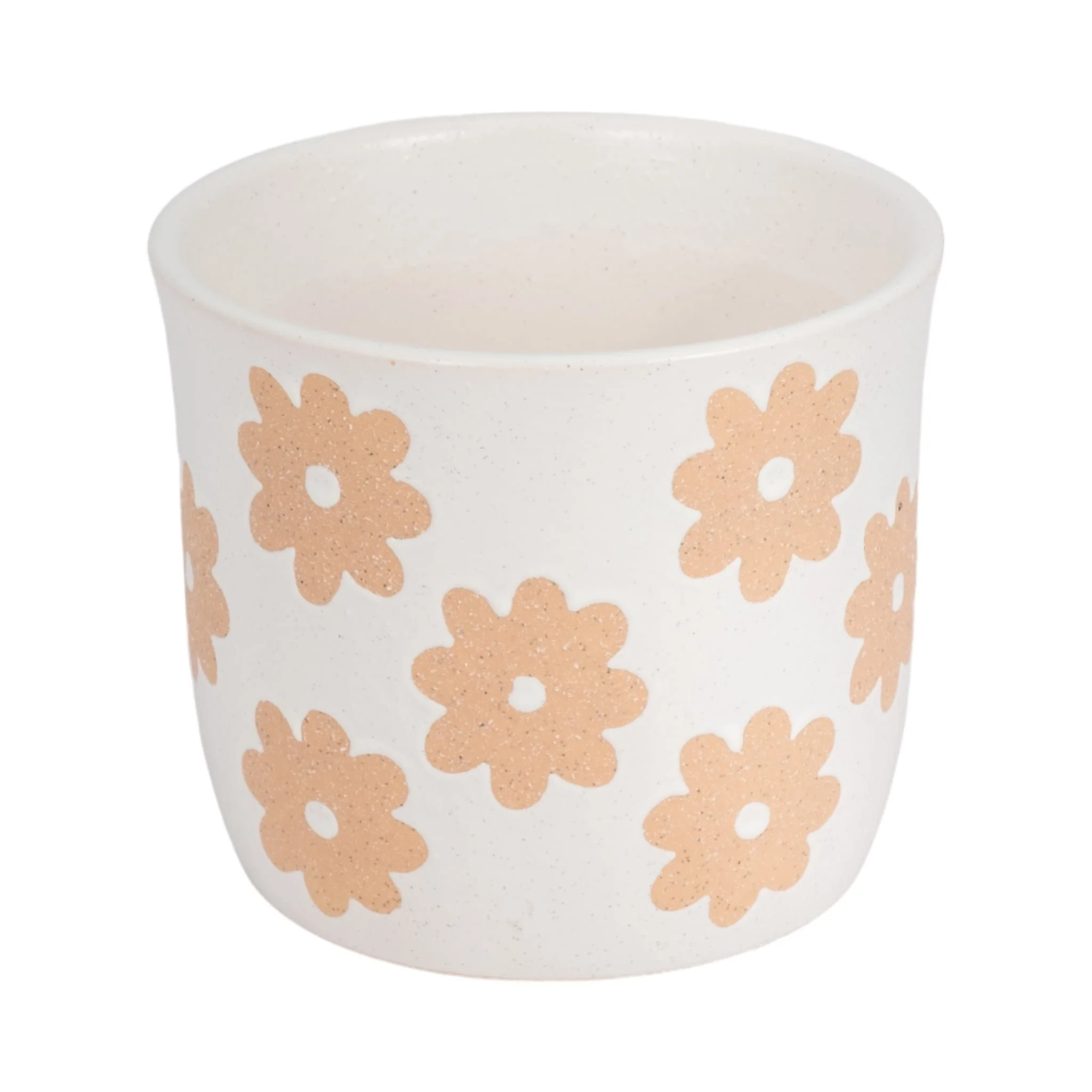 6" Flower Power Planter, White/tan - Image 2