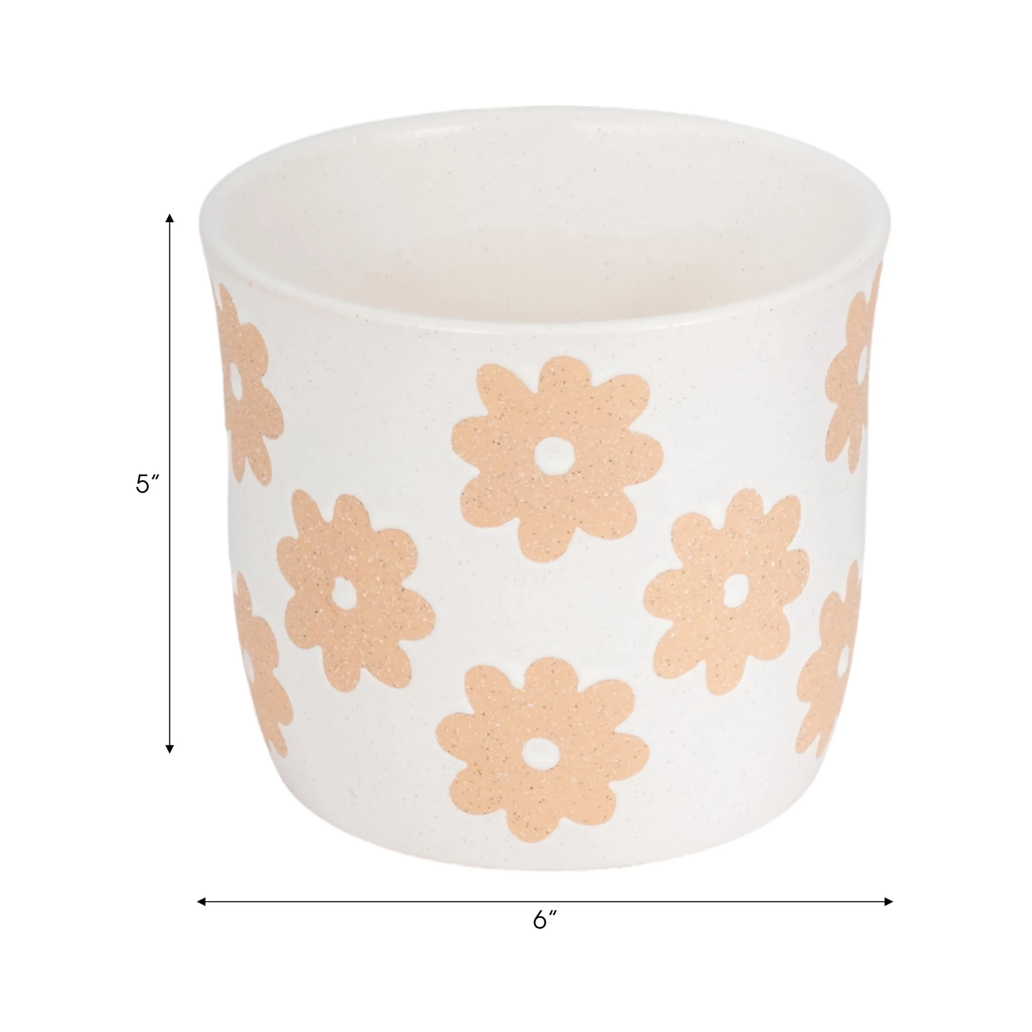 6" Flower Power Planter, White/tan - Image 6