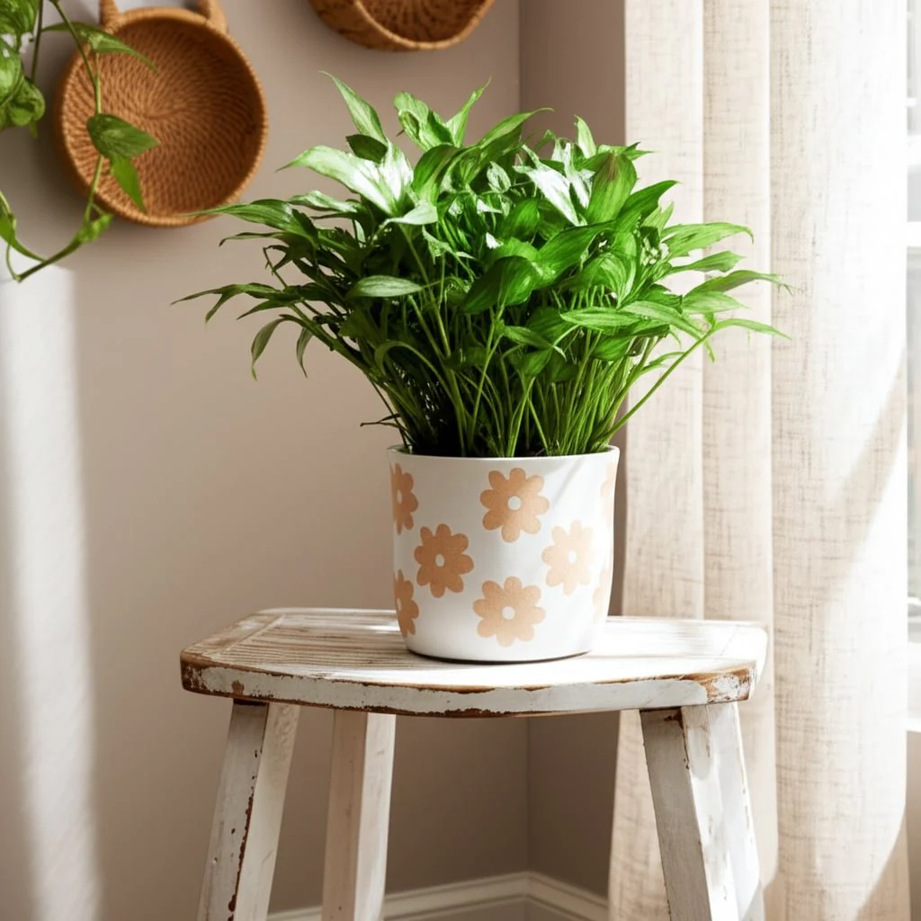 6" Flower Power Planter, White/tan - Image 8