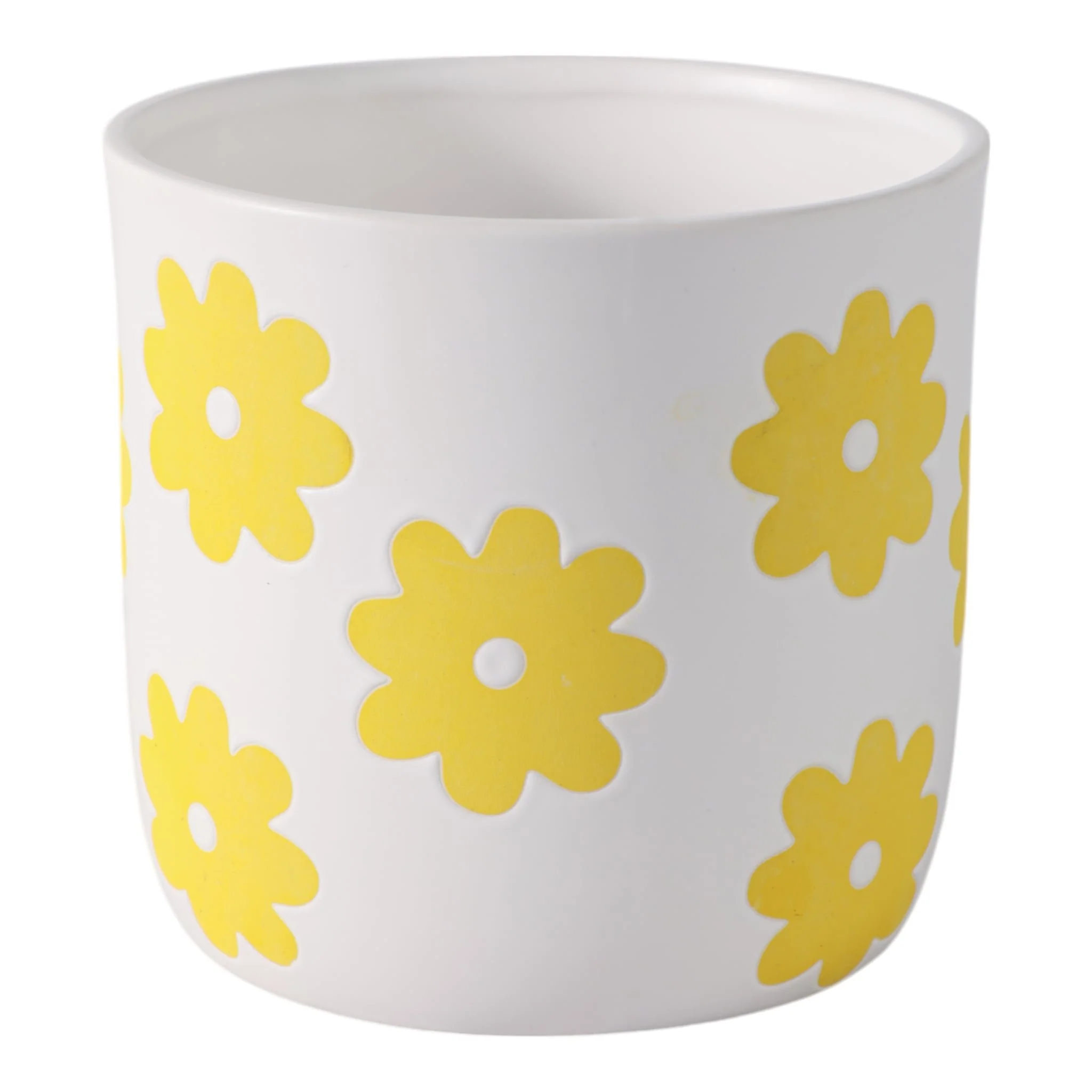 6" Flower Power Planter, White/yellow - Image 2