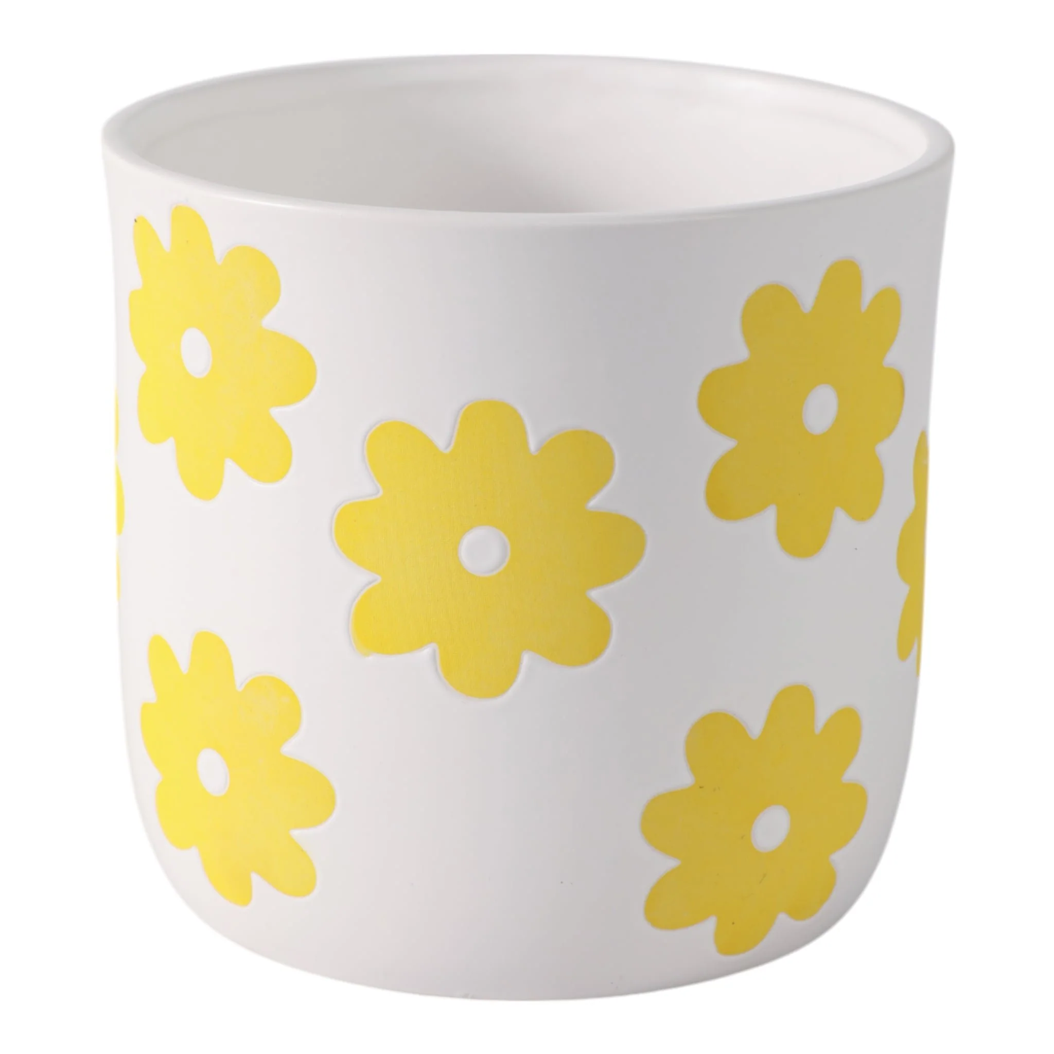 6" Flower Power Planter, White/yellow - Image 3