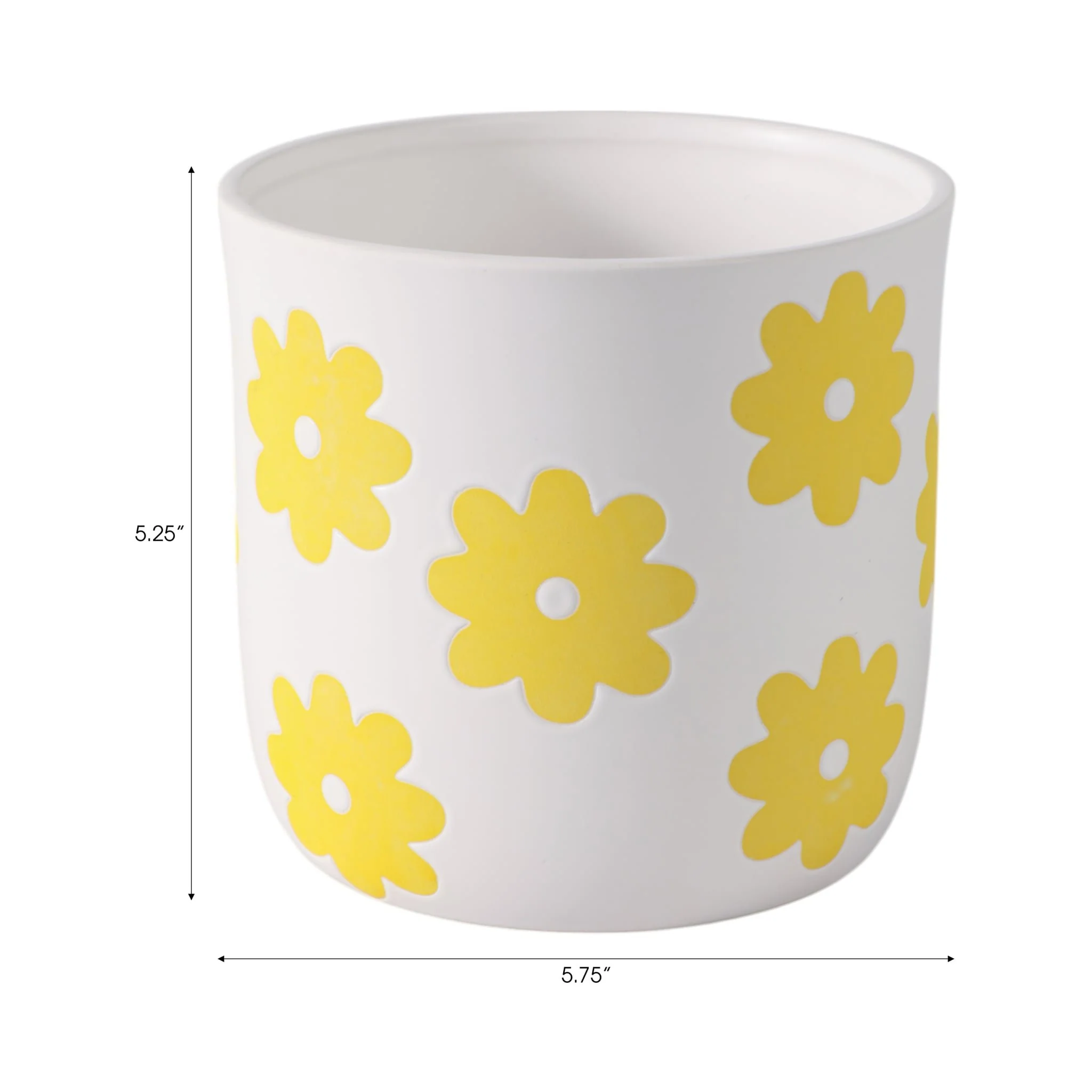 6" Flower Power Planter, White/yellow - Image 8