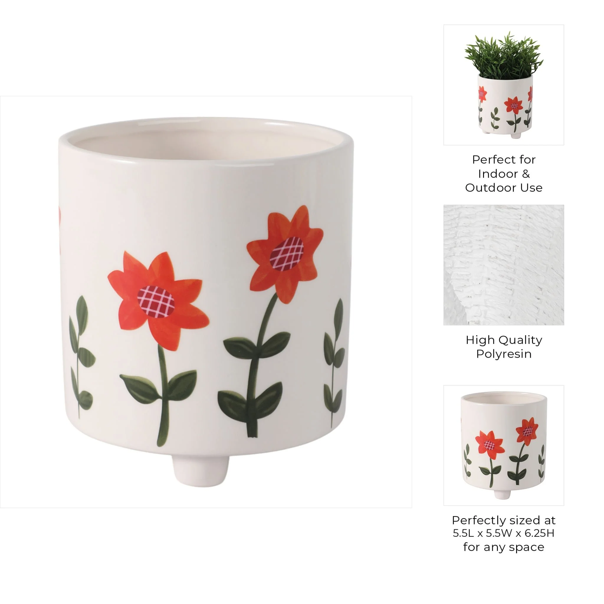 6" Footed Hand Painted Planter, Multi - Image 10