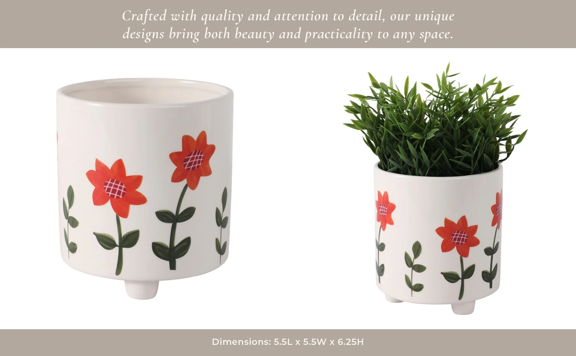 6" Footed Hand Painted Planter, Multi - Image 11