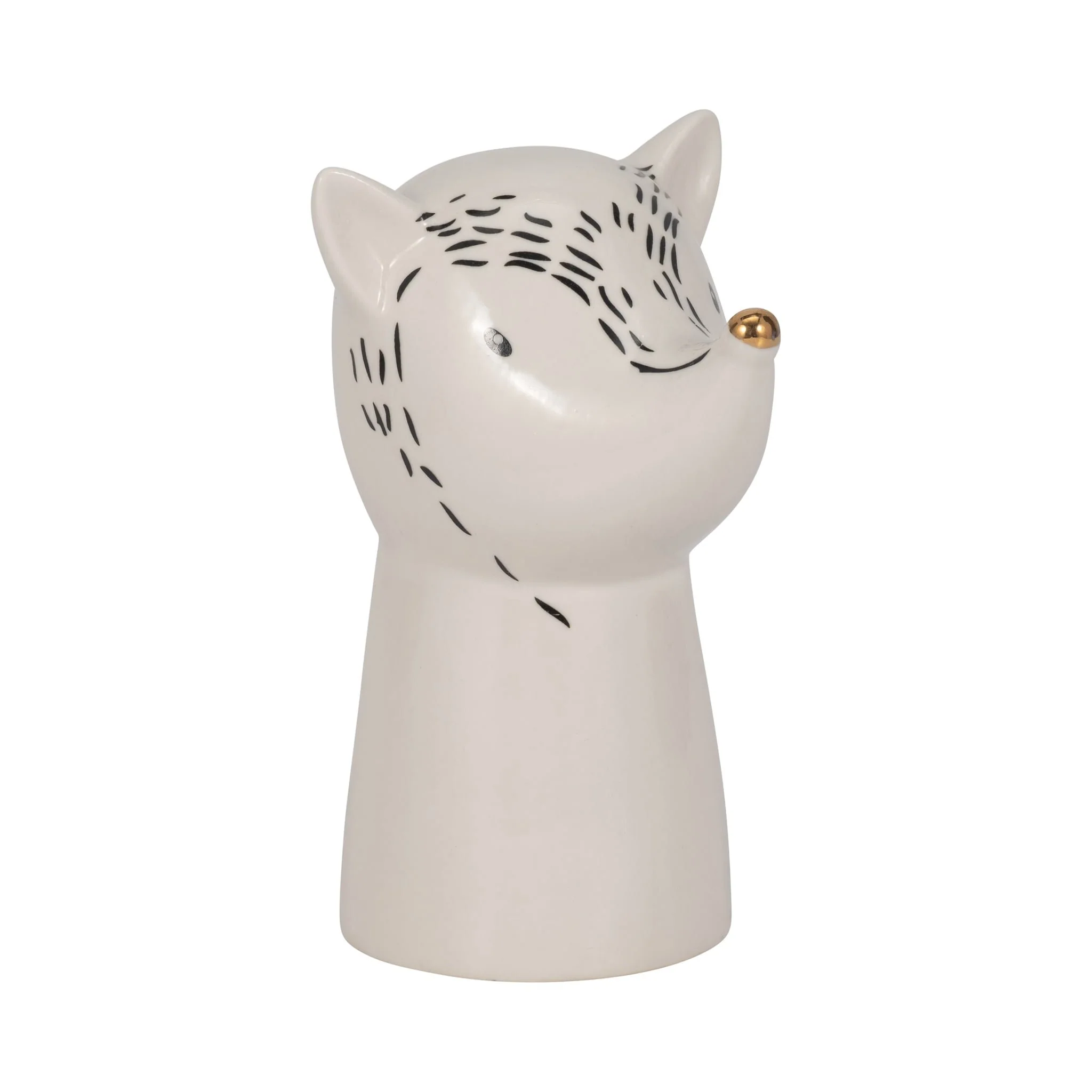 6" Fox Head With Gold Nose, White/black - Image 2