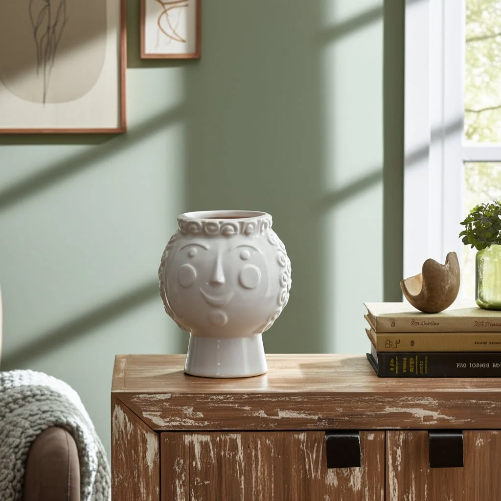 6" Grandma Face Planter, White - Image 6