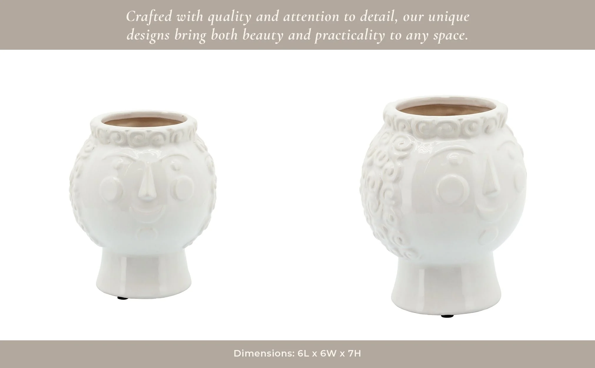 6" Grandma Face Planter, White - Image 7