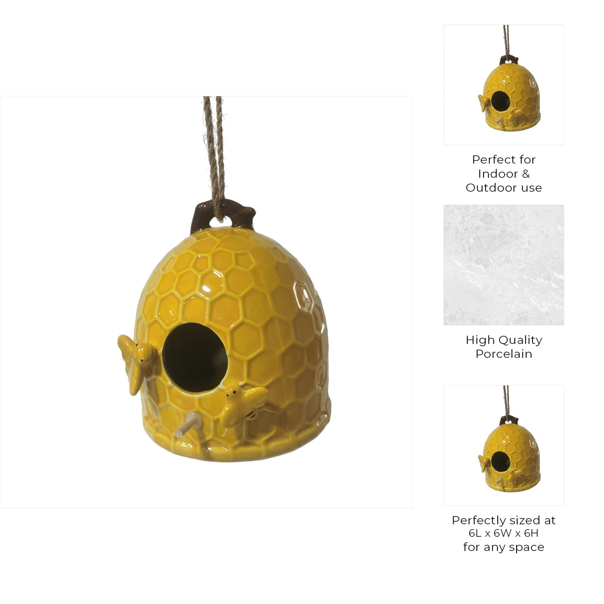 6" Honeycomb Bird Feeder, Yellow - Image 2