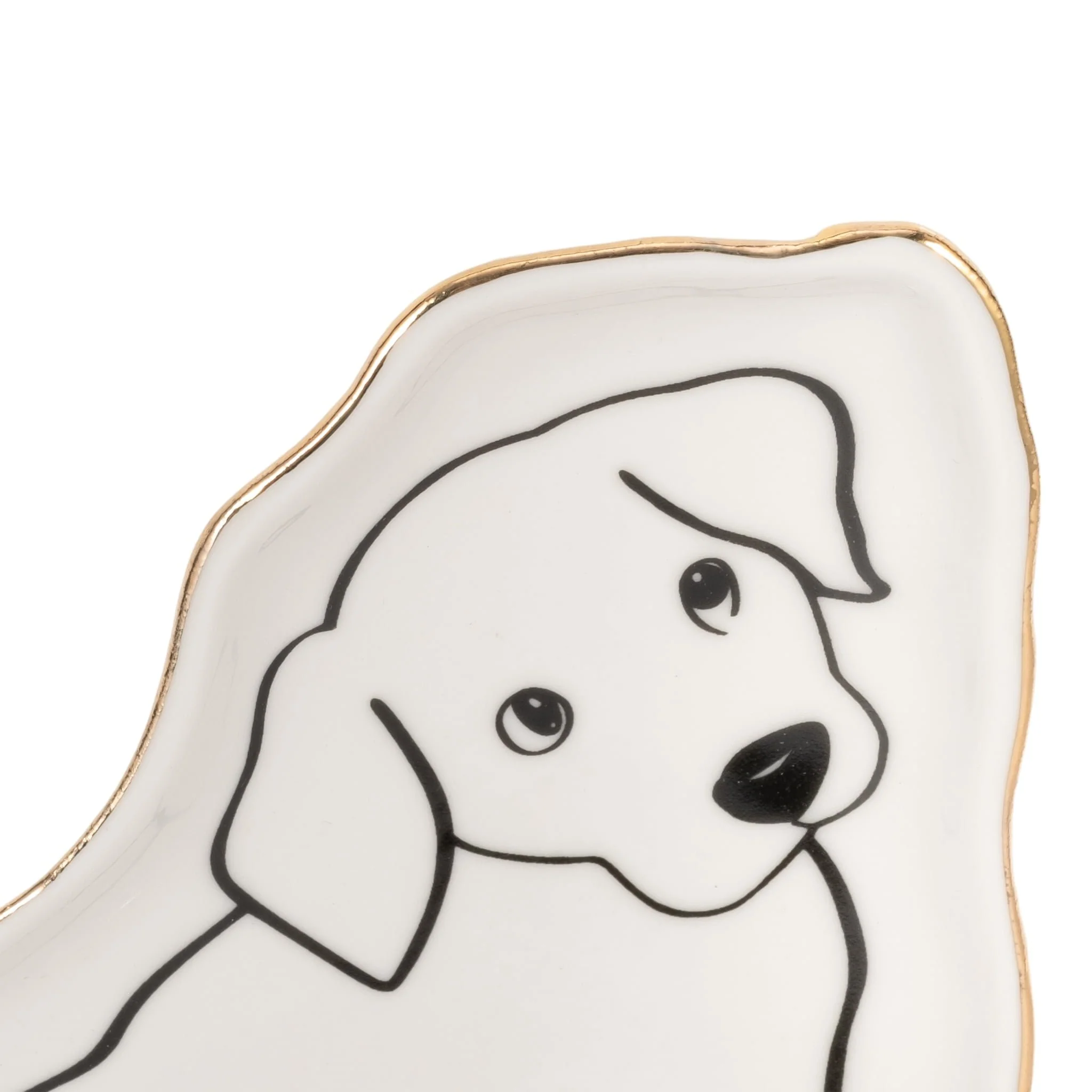 6" Lab Puppy Trinket Tray W/ Gold Detail, White/bl - Image 5