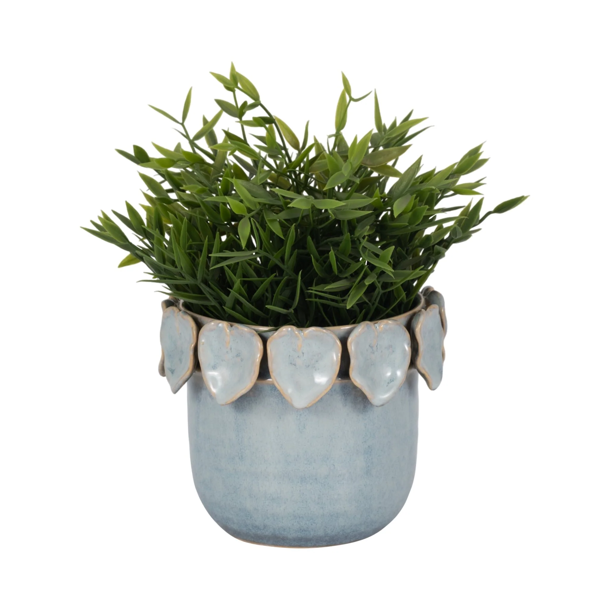 6" Leaf Applique Planter, Blue - Image 2