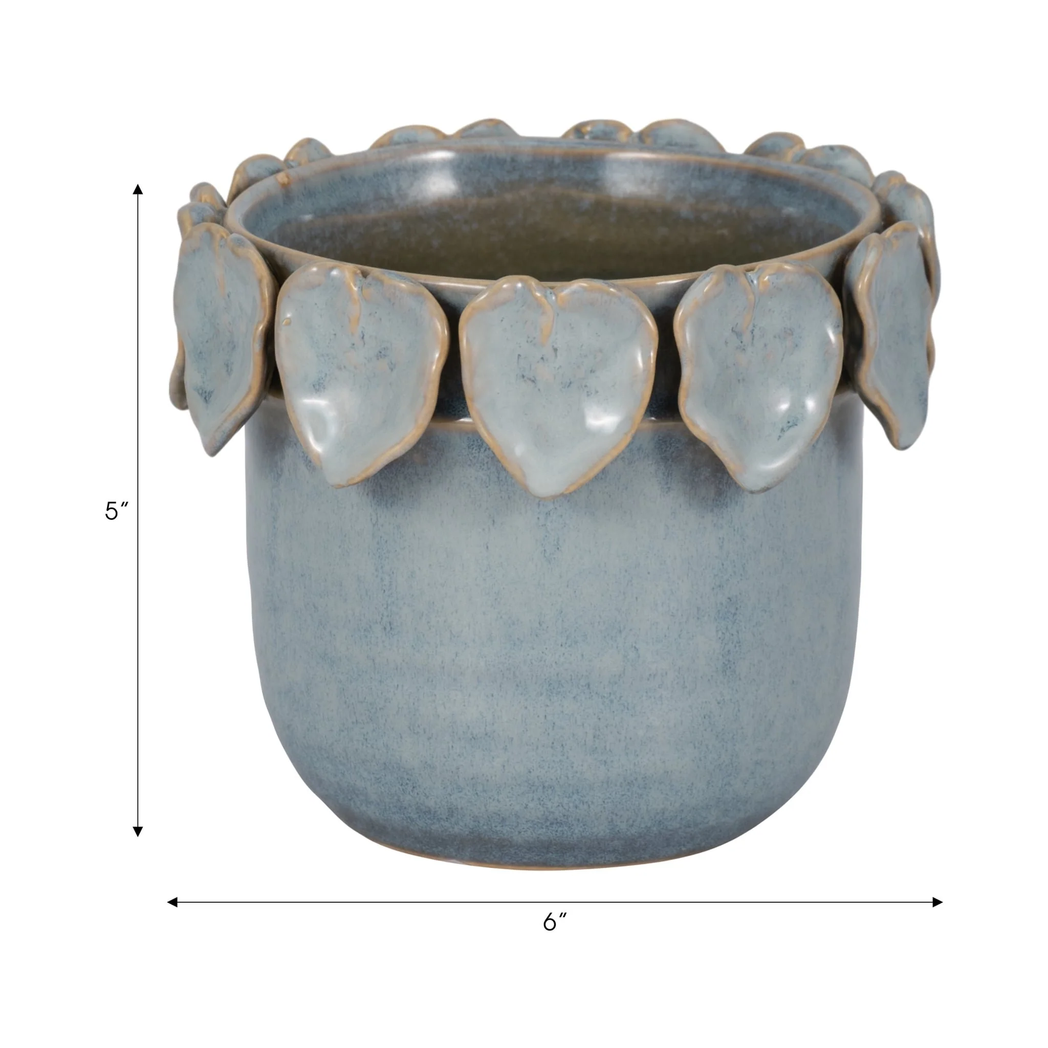 6" Leaf Applique Planter, Blue - Image 8