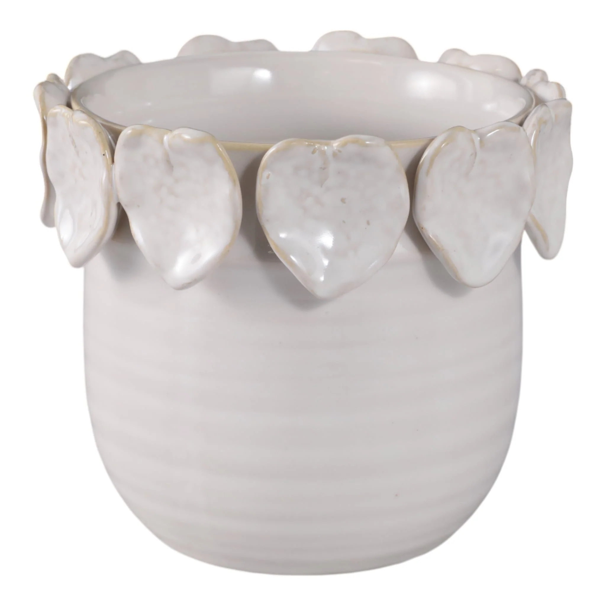 6" Leaf Applique Planter, Cream - Image 2