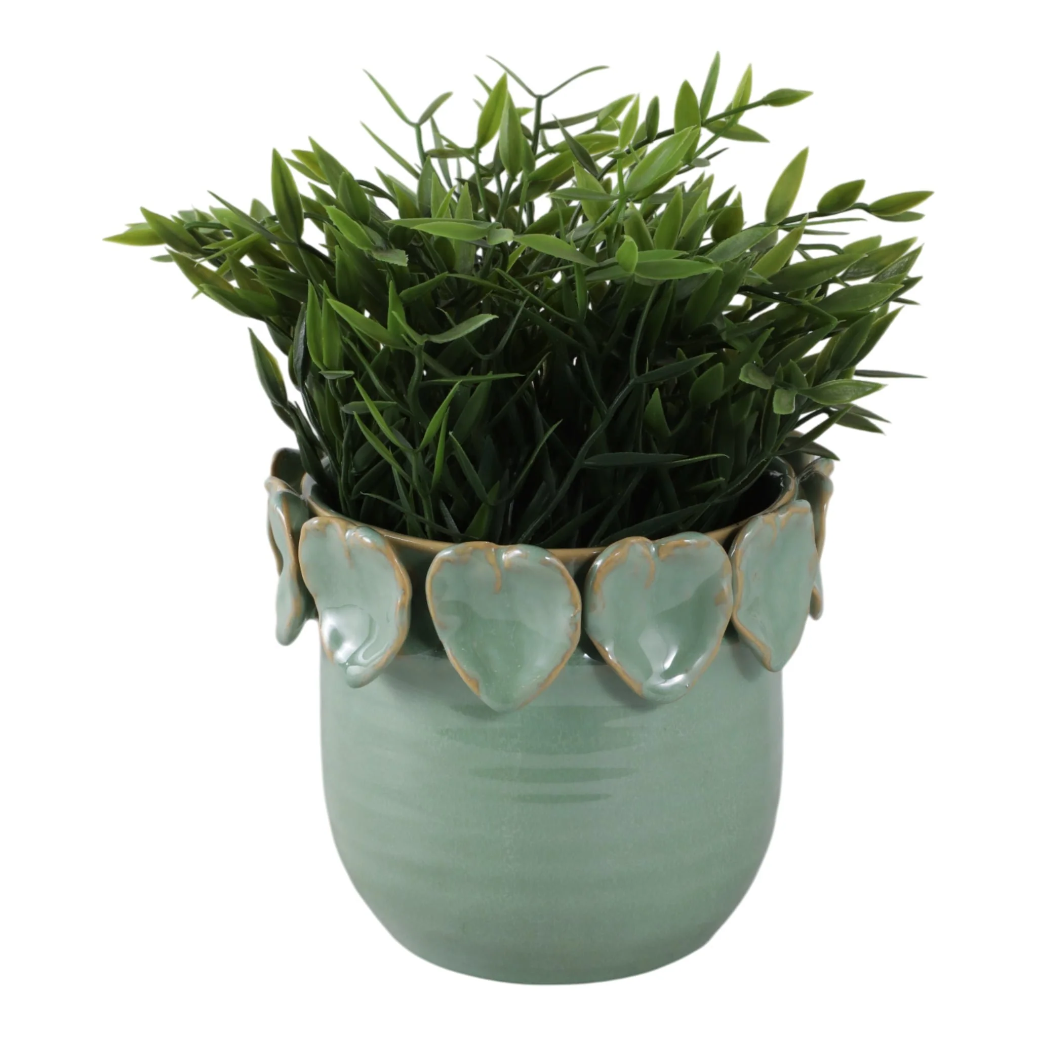 6" Leaf Applique Planter, Green - Image 2