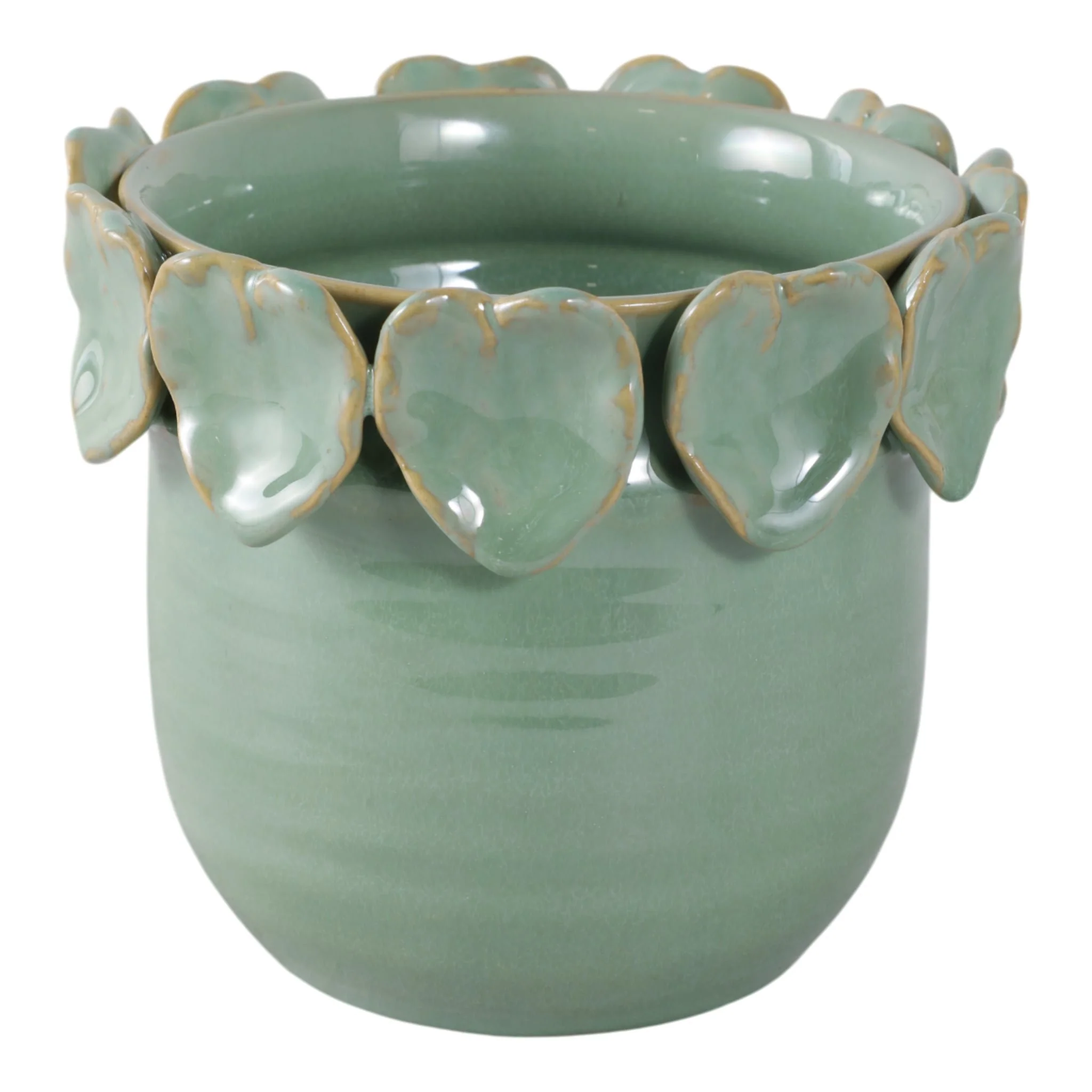 6" Leaf Applique Planter, Green - Image 4