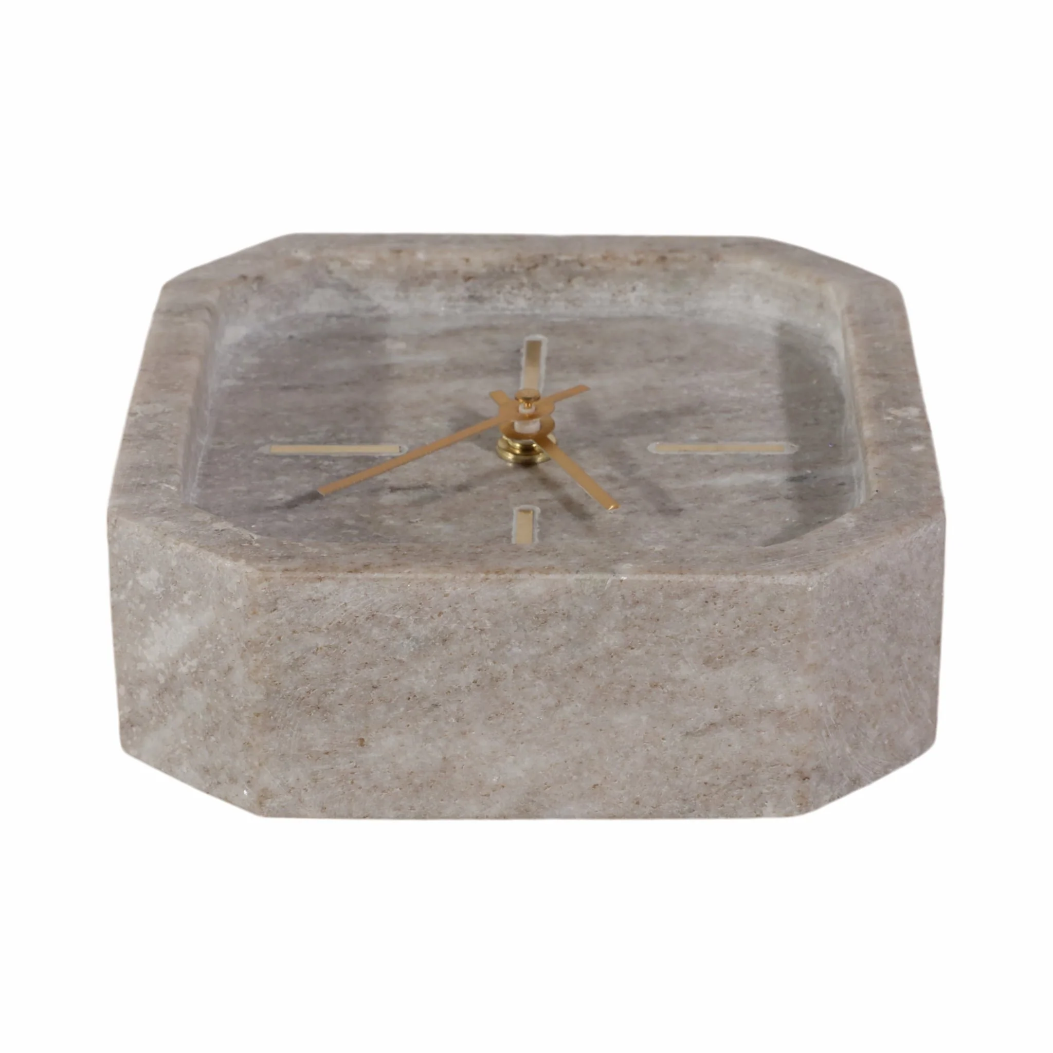 6" Marble Octagon Clock, Bwn/gld - Image 6