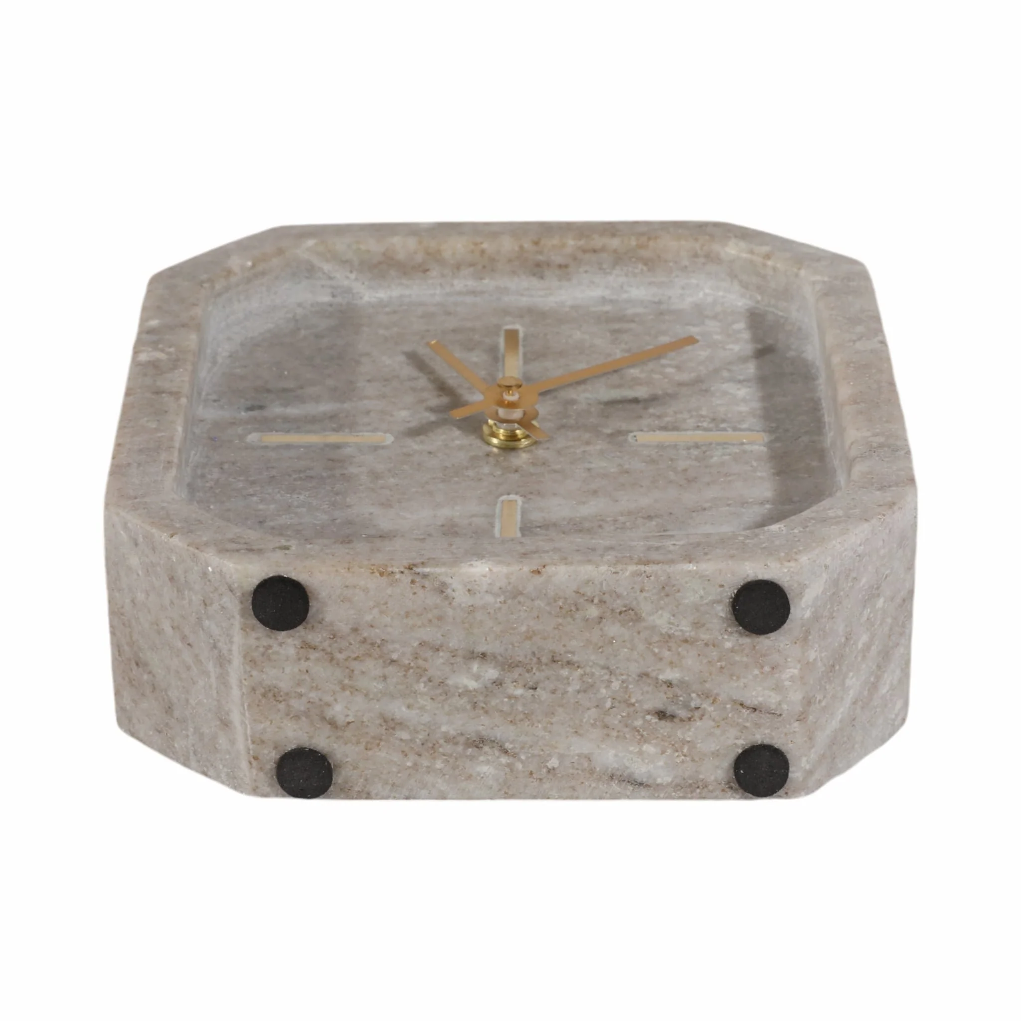 6" Marble Octagon Clock, Bwn/gld - Image 7