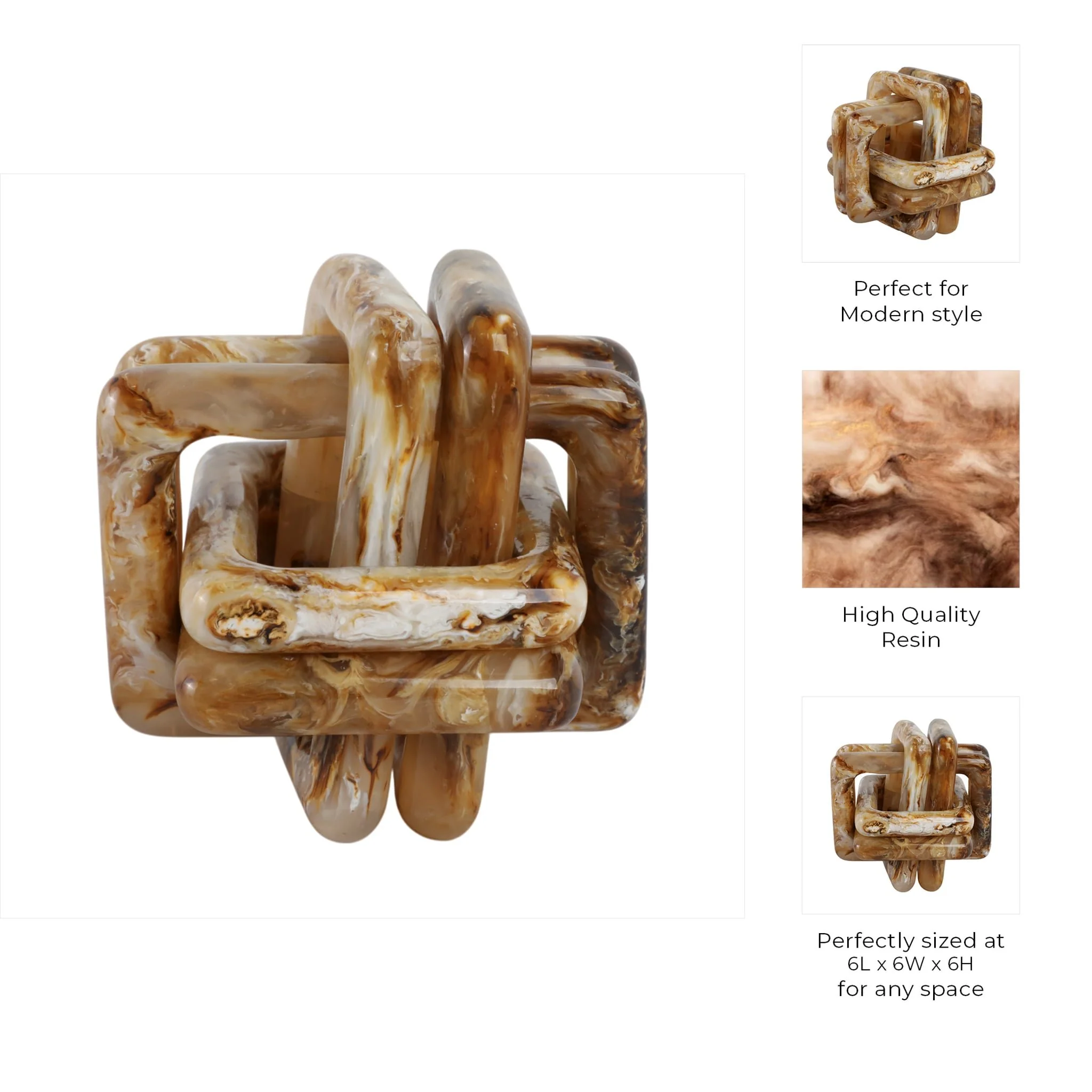 6" Marbled Resin Knot, Tan - Image 3