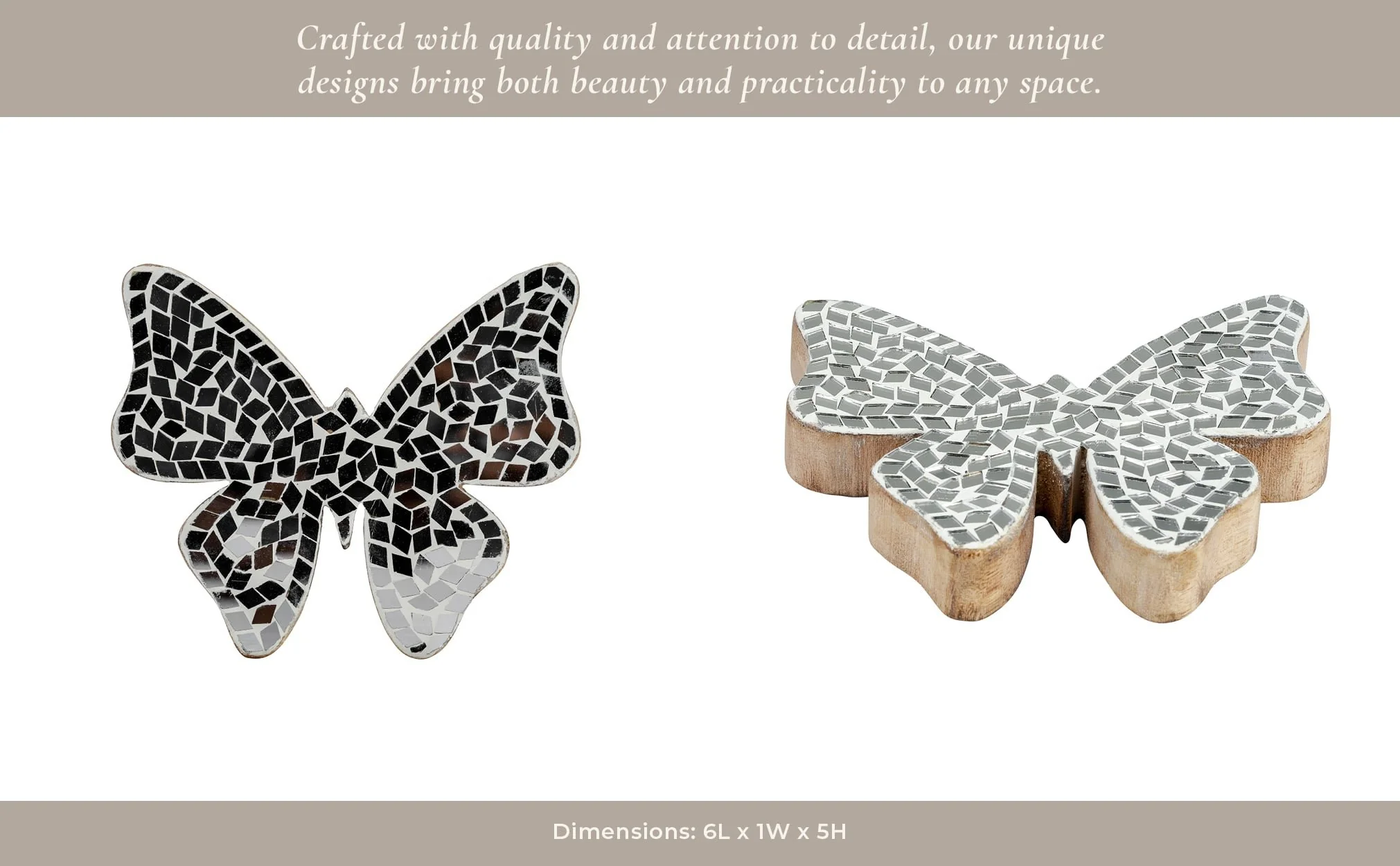 6" Mosaic Butterfly, White - Image 12