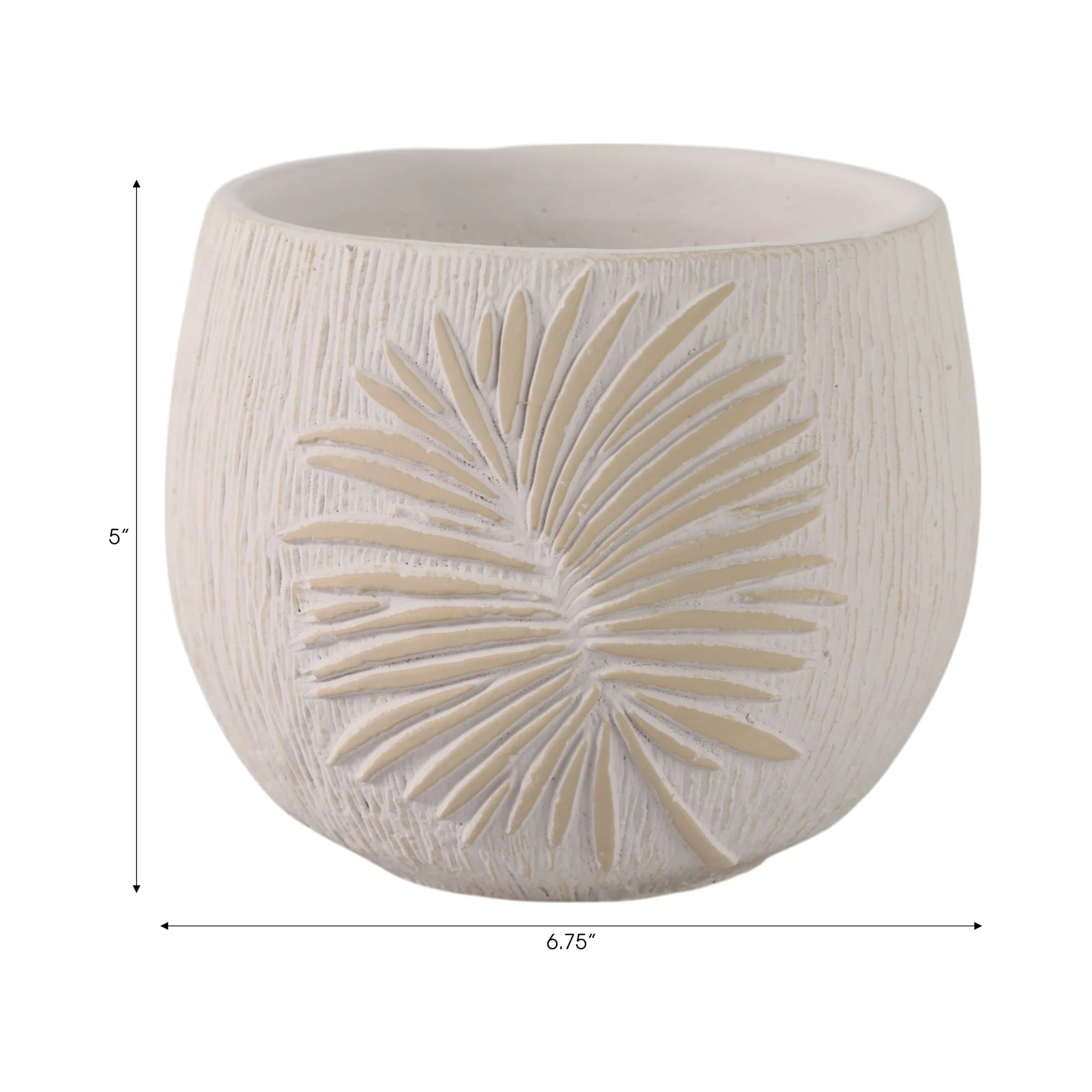 6" Pampas On Rounded Planter, Ivory - Image 9